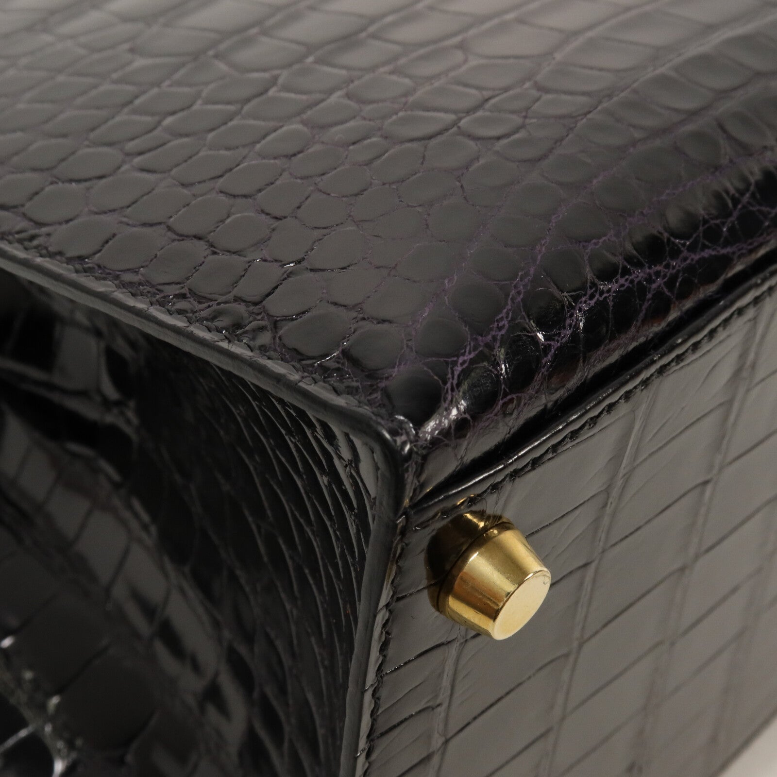 HERMES 鱷魚皮革Kelly 28手挽肩背兩用袋Noir