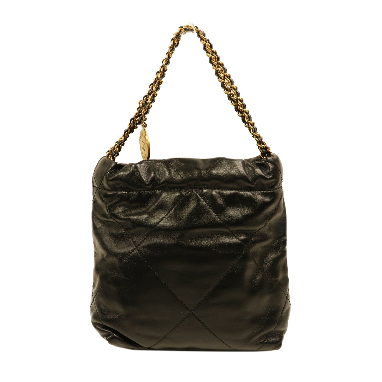 CHANEL CC GHW C22 Mini 2 Way Shoulder Bag Handbag Calfskin Leather Black