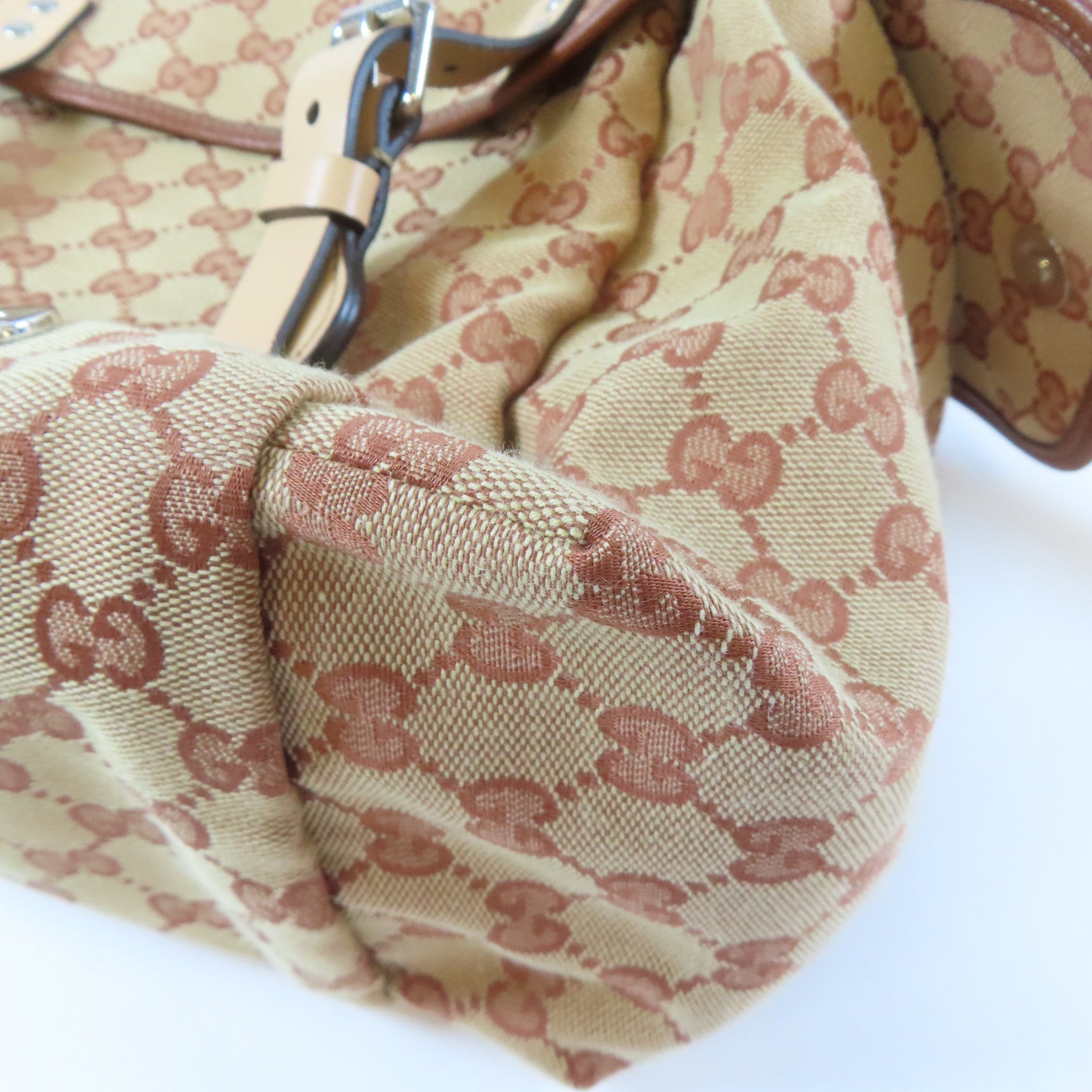 GUCCI 帆布Shoulder Bag銀扣肩背袋啡色