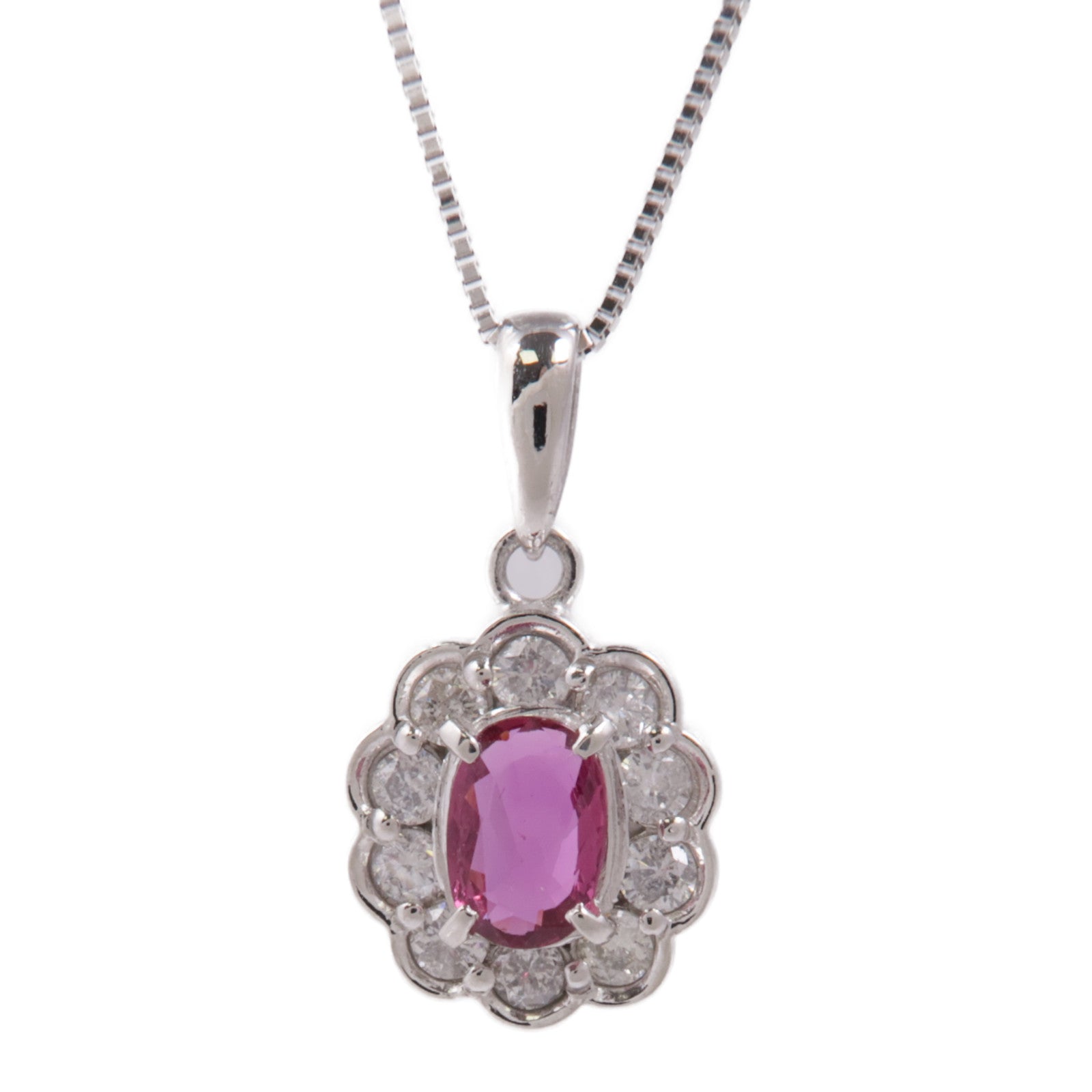 JEWELRY 【激減優惠】PT900/PT850鉑金Ruby/Diamond Necklace紅寶石/鑽石項鍊