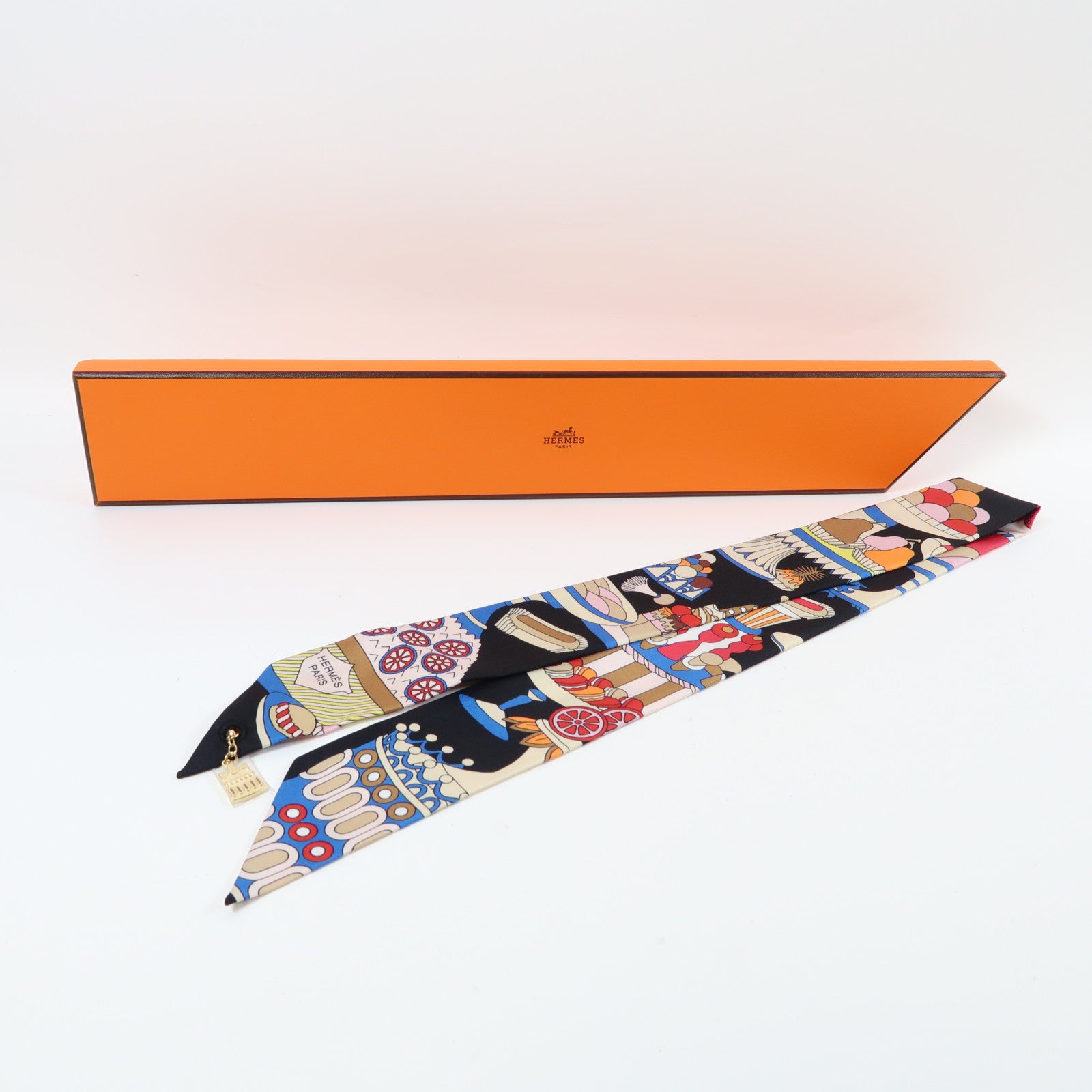 HERMES 【激減優惠】絲質Twilly Scarf絲巾黑色