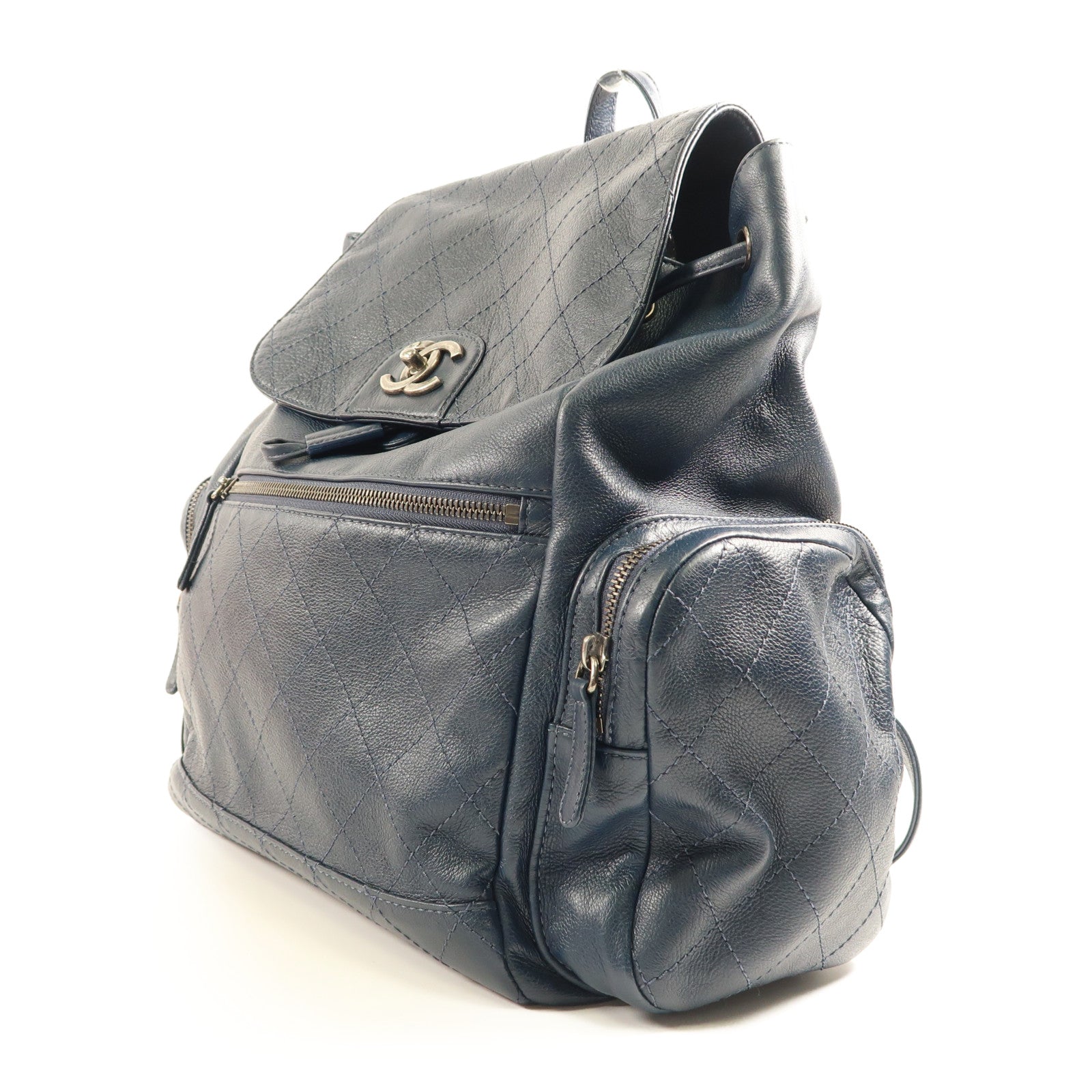 CHANEL 【激減優惠】牛皮皮革Backpack銀扣背包