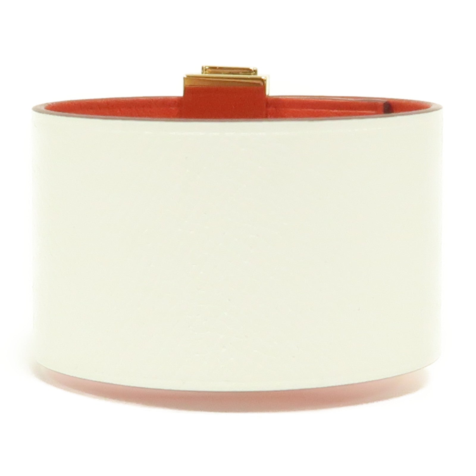 HERMES Epsom皮革Imprevisible Bracelet金扣手鐲白色/紅色