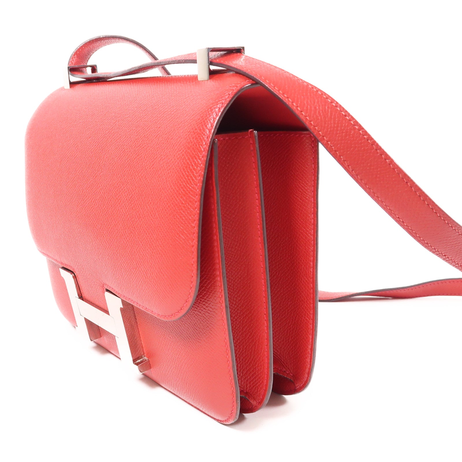 HERMES【激減優惠】 Epsom皮革Constance 24銀扣肩背袋Rouge Casaque