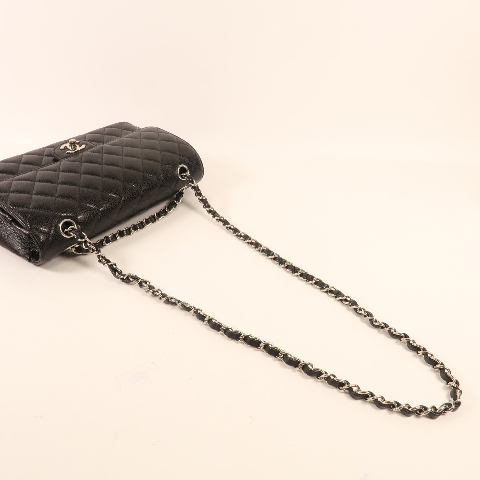 CHANEL 牛皮皮革Classic 25銀扣鏈帶肩背袋