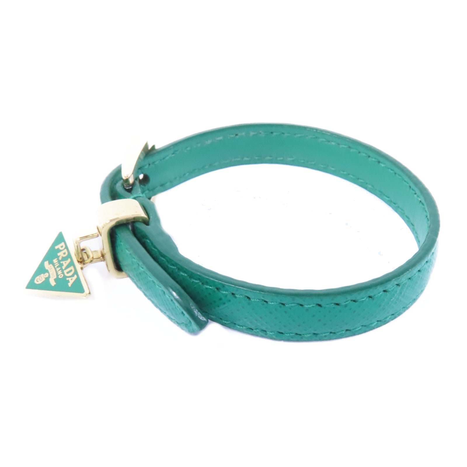 PRADA 牛皮皮革/金屬Bracelet手鏈綠色/金色