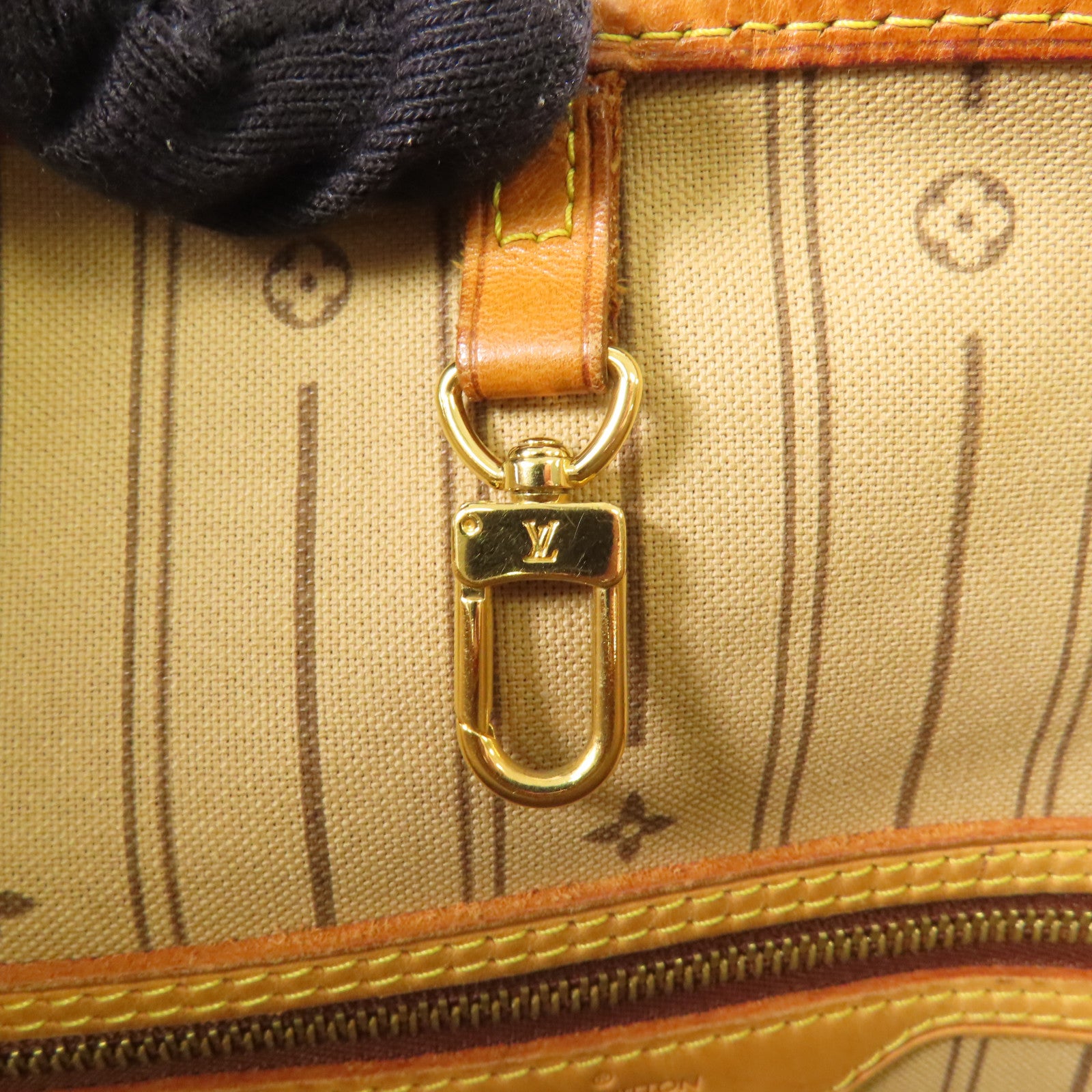 LOUIS VUITTON Monogram Neverfull MM金扣手挽袋