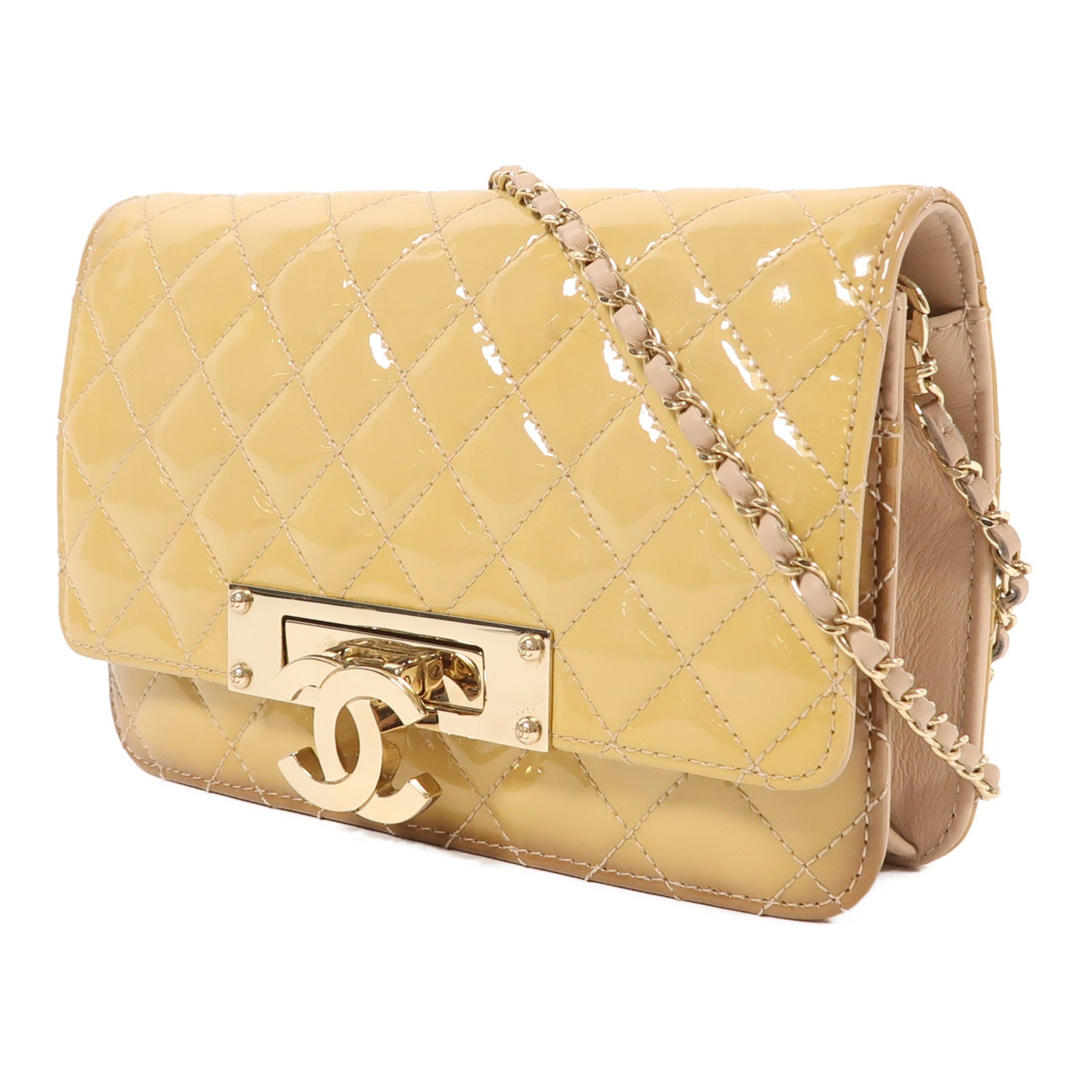 CHANEL 漆皮皮革Wallet On Chain金扣肩背袋