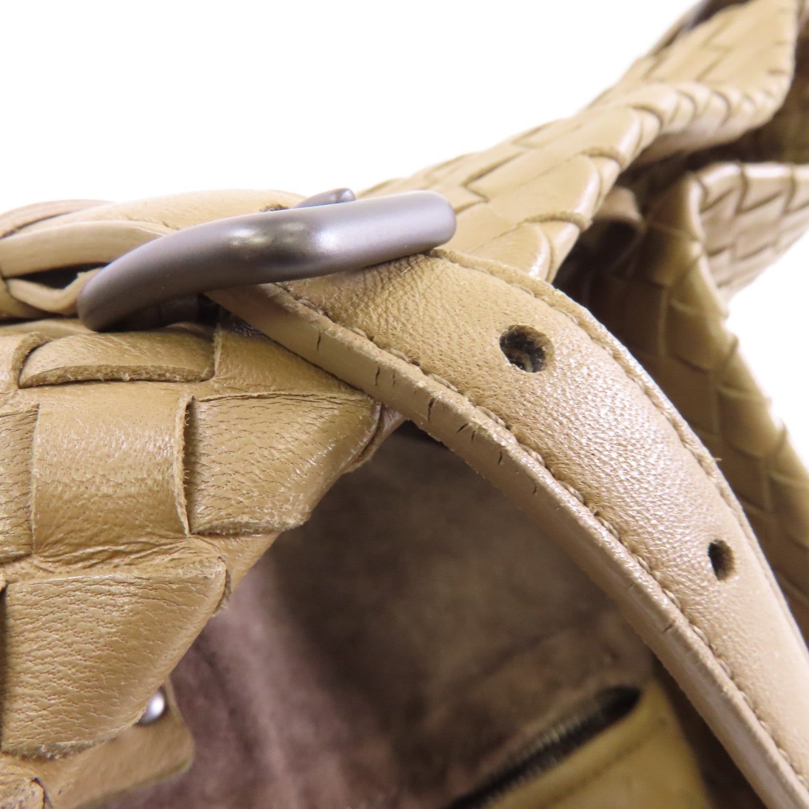 BOTTEGA VENETA 羊皮皮革Shoulder Bag肩背袋卡其色