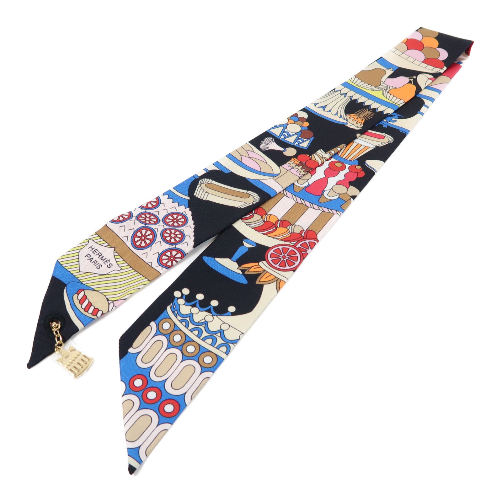 HERMES 【激減優惠】絲質Twilly Scarf絲巾黑色
