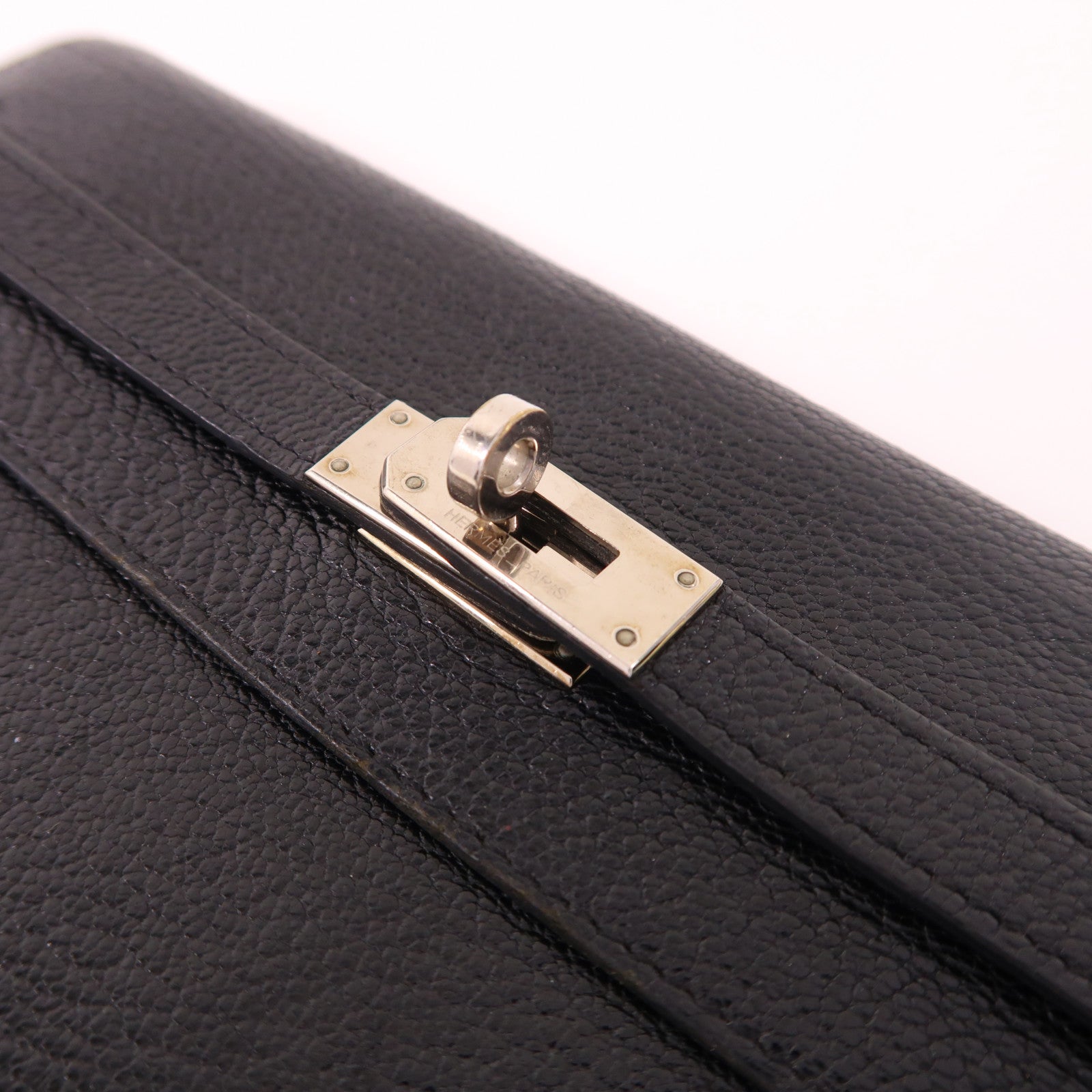 HERMES Chevre皮革Kelly Wallet銀扣長錢包