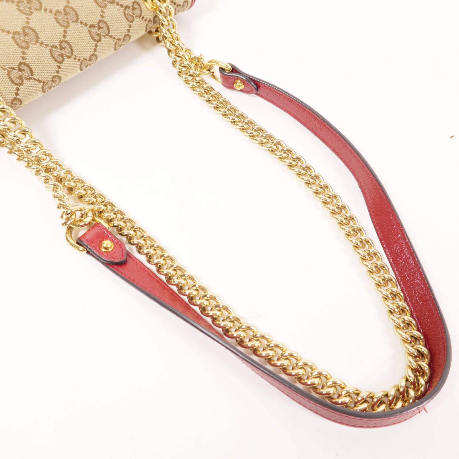 GUCCI 帆布GG Marmont金扣鏈帶肩背袋