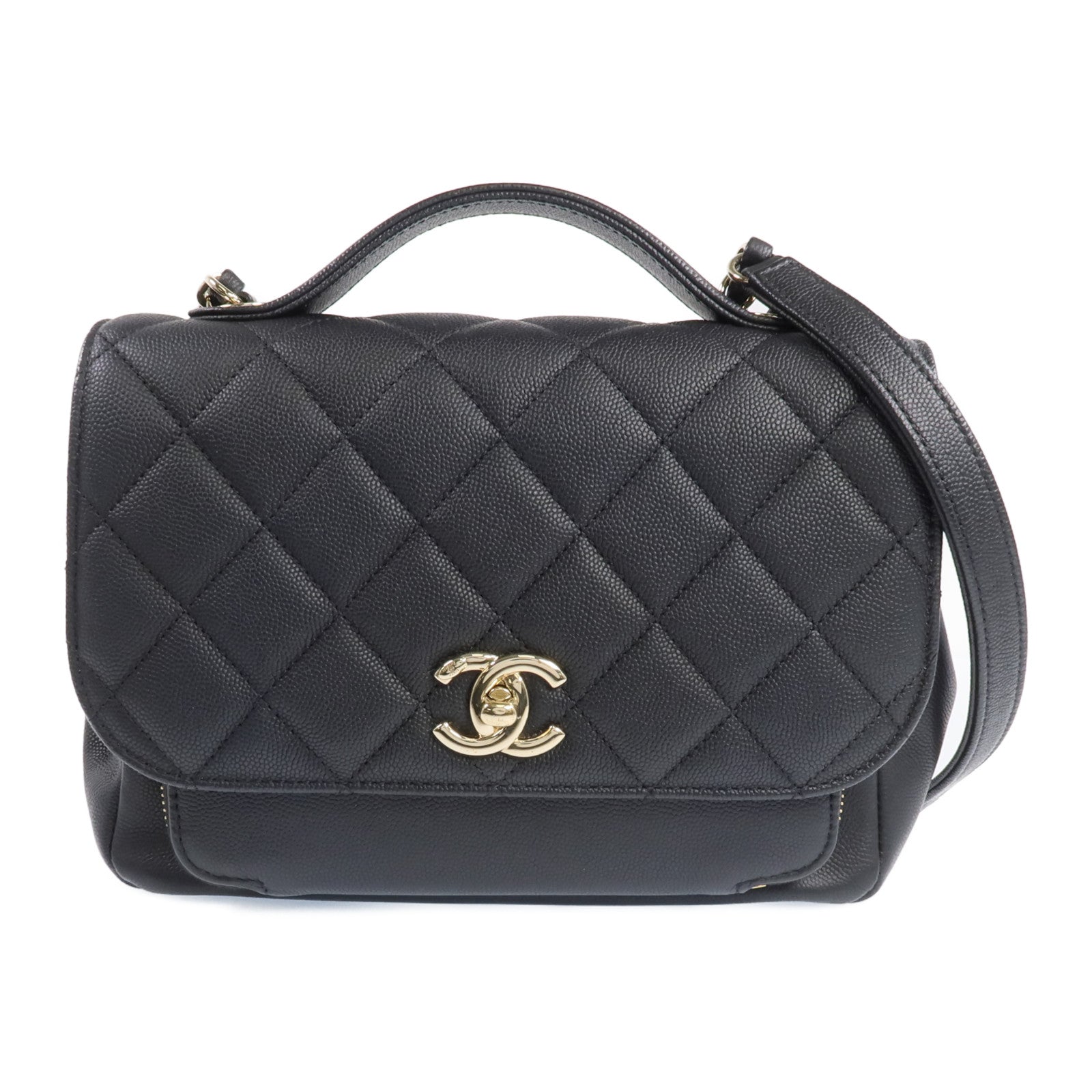 CHANEL 牛皮皮革Business Affinity Medium金扣手挽肩背兩用袋
