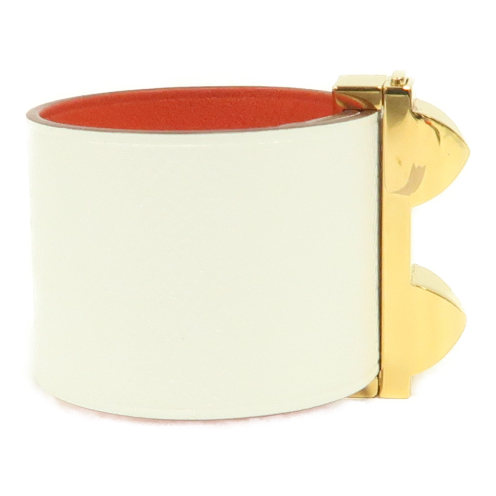 HERMES Epsom皮革Imprevisible Bracelet金扣手鐲白色/紅色