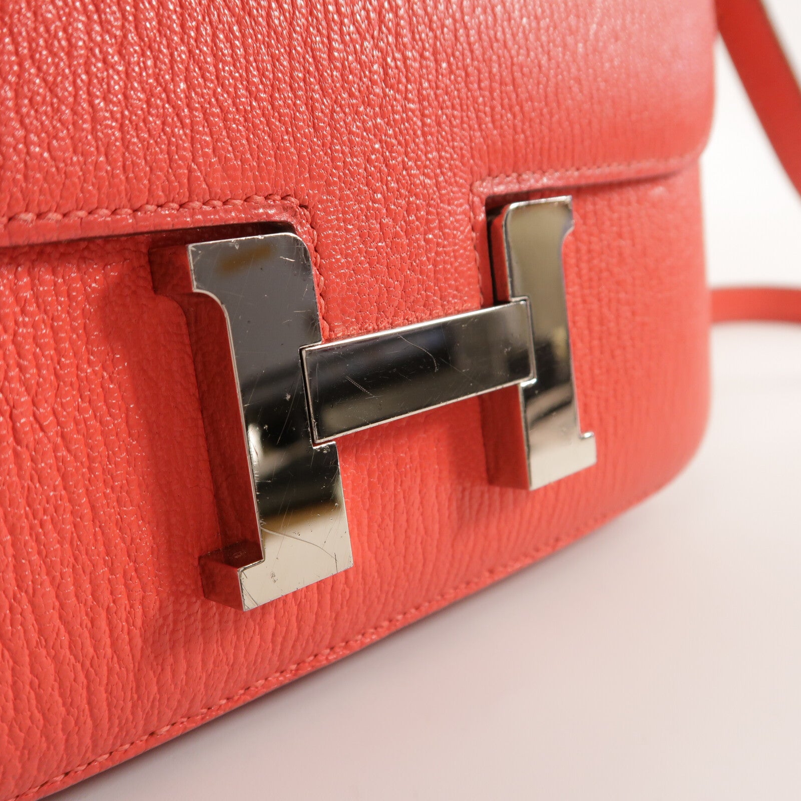 HERMES Chevre皮革Constance Mini肩背袋Rose Jaipur