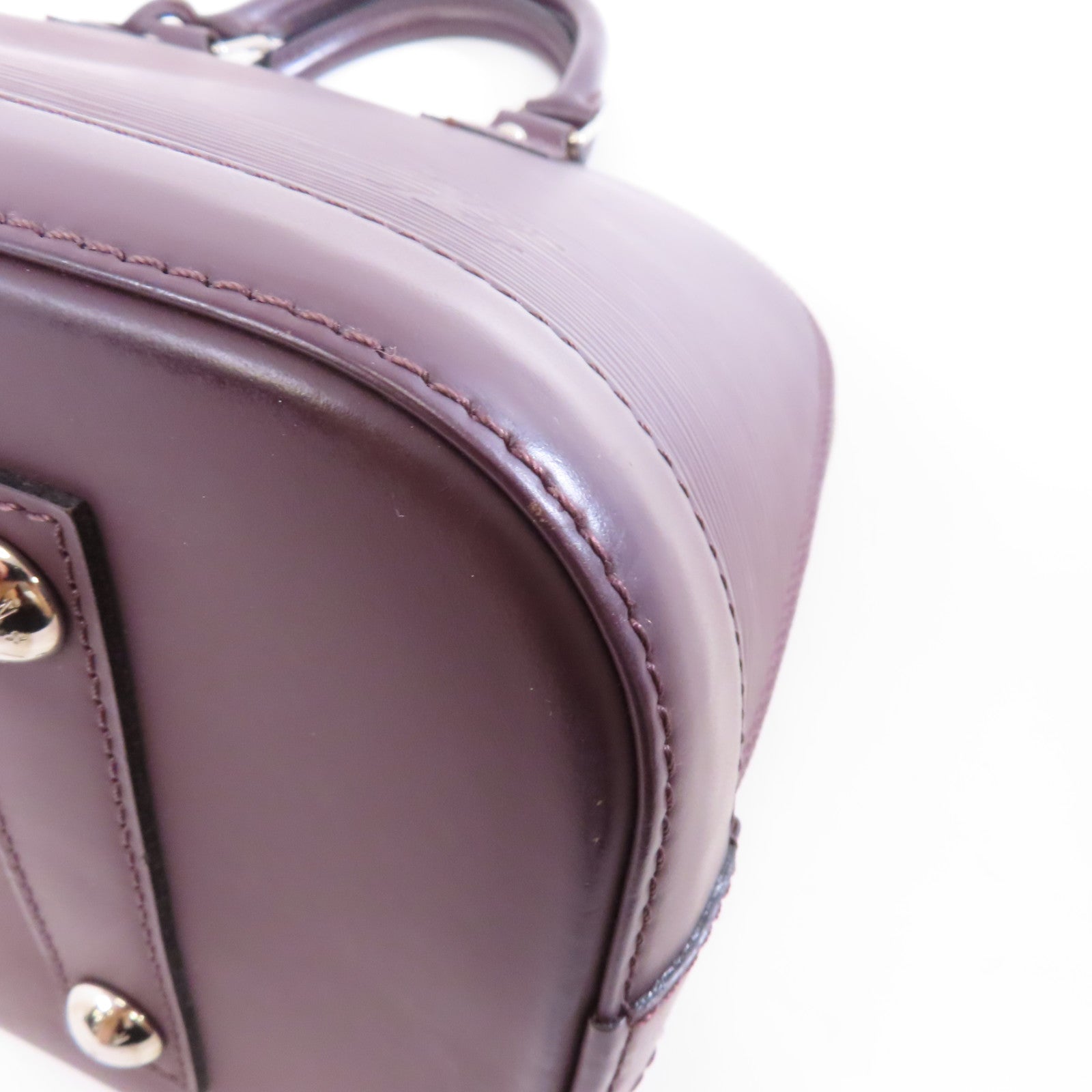 LOUIS VUITTON Epi Alma PM銀扣手挽袋紫色
