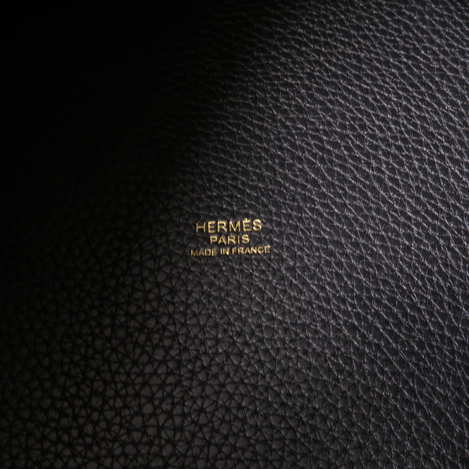 HERMES Clemence皮革Picotin MM金扣手挽袋Noir/黑色
