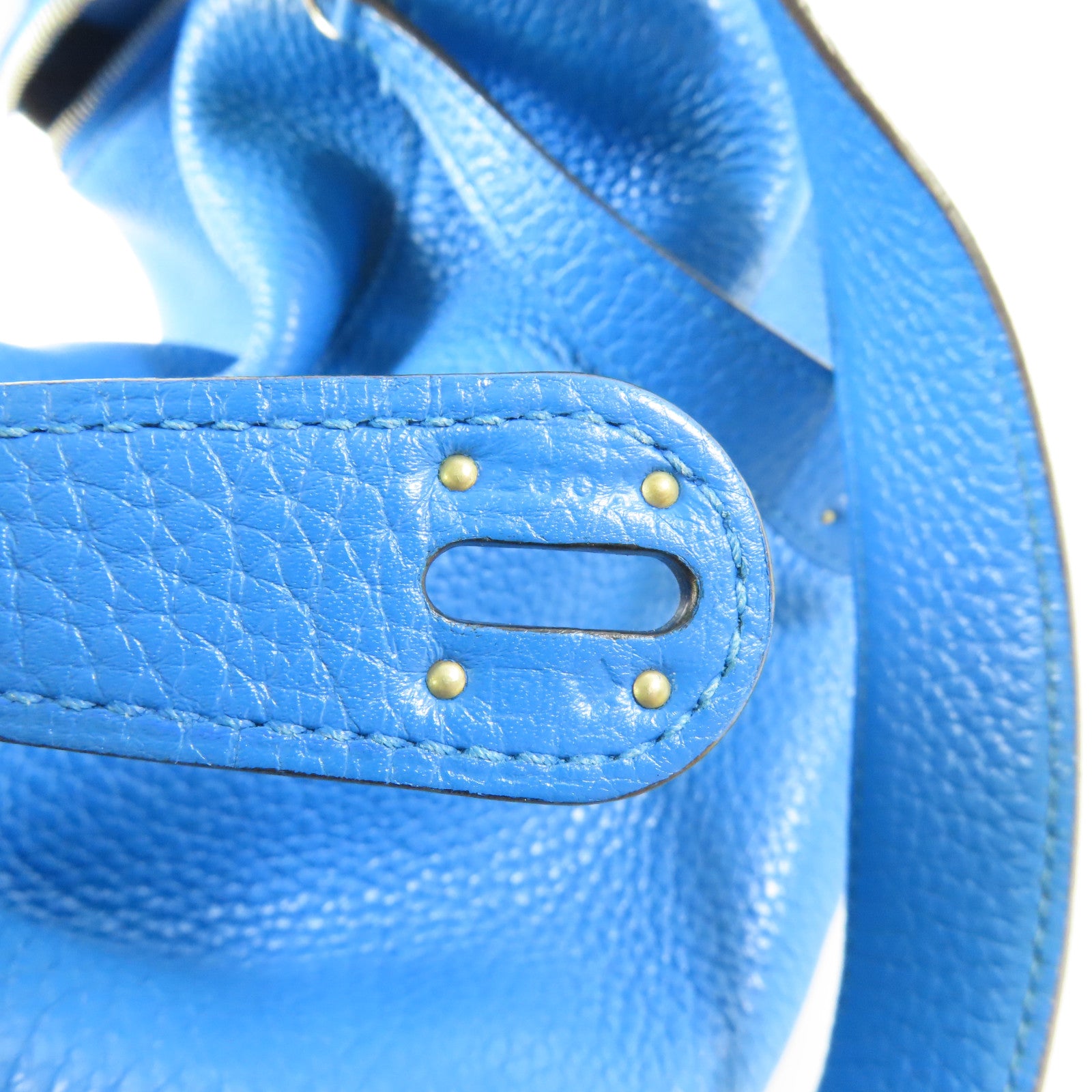 HERMES PHW Lindy 30 2 Way Bag Clemence Leather B3 Blue Zanzibar