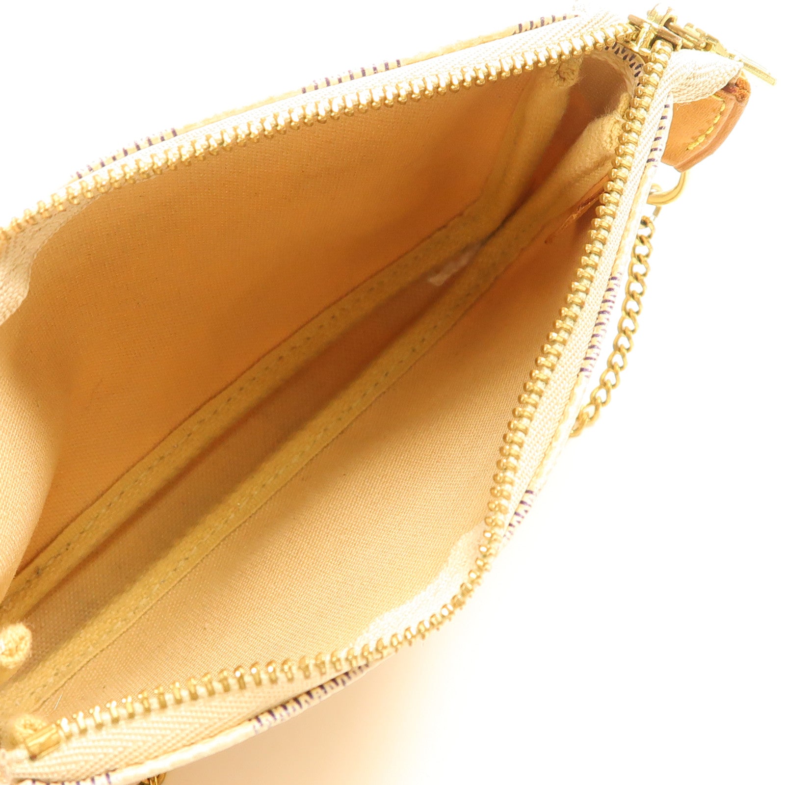 LOUIS VUITTON Damier Azur Mini Pochette Accessoires金扣鏈帶手挽袋