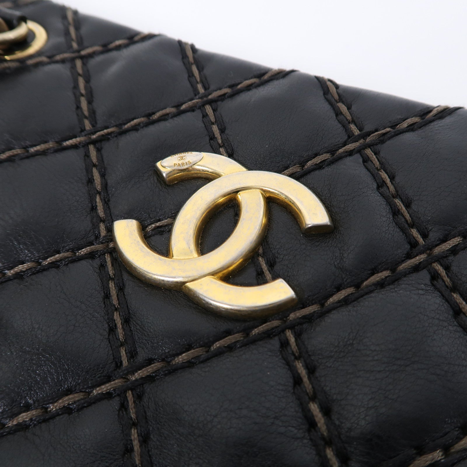 CHANEL 【激減優惠】菱格牛皮皮革Chain Shoulder金扣鏈帶肩背袋黑色