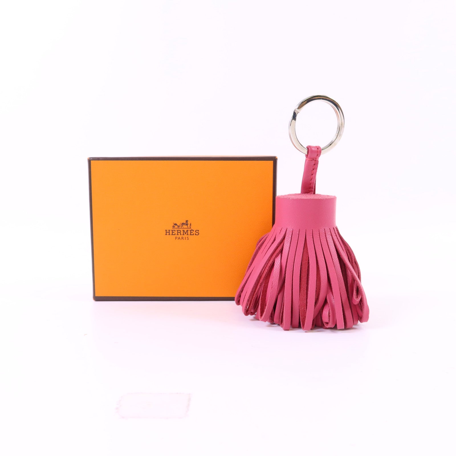 HERMES 【激減優惠】Milo皮革Carmen Key Ring銀扣鎖匙扣