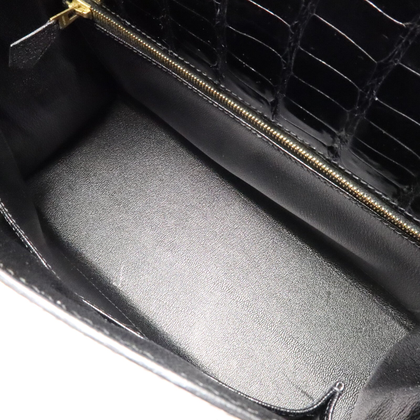 HERMES 鱷魚皮革Kelly 28手挽肩背兩用袋Noir