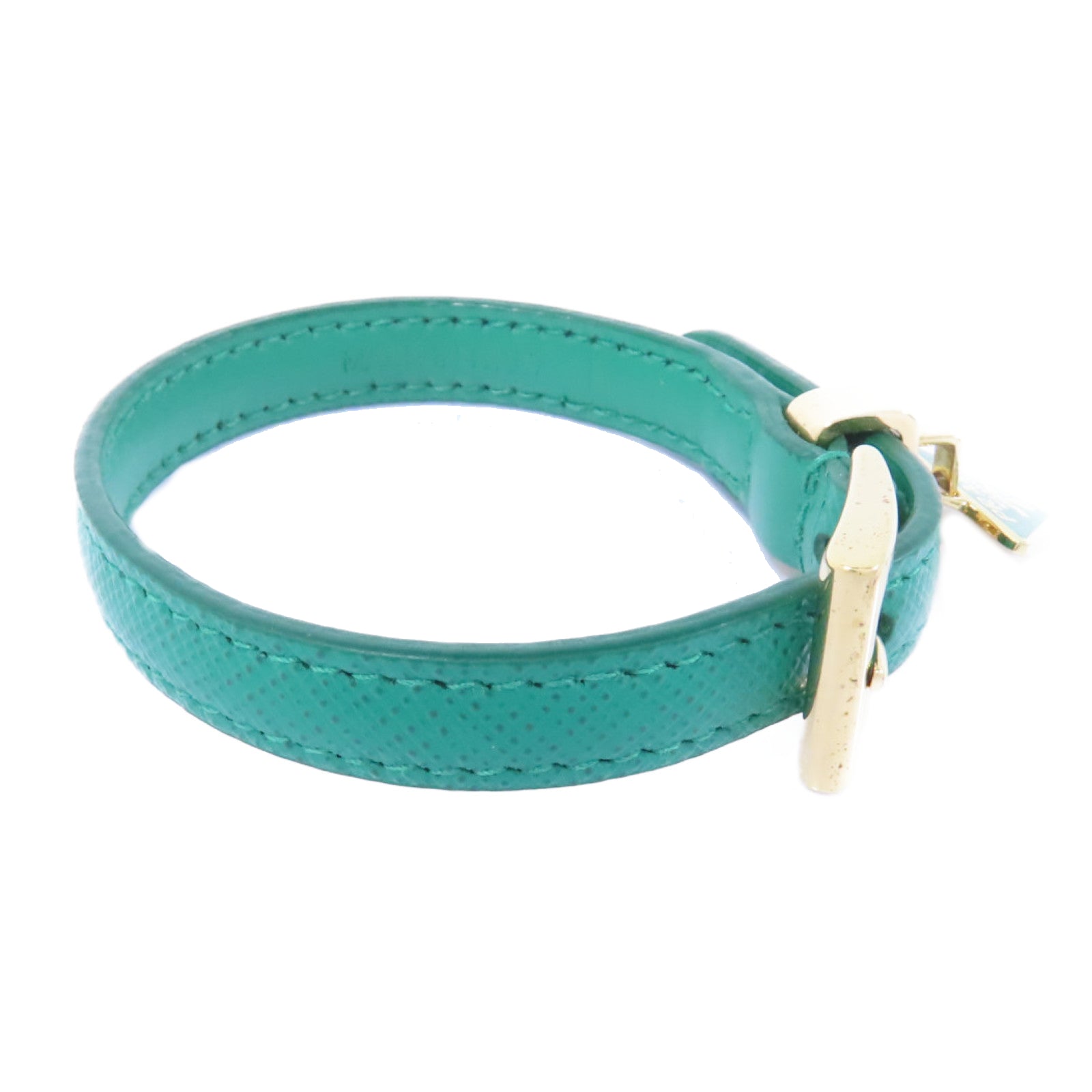 PRADA 牛皮皮革/金屬Bracelet手鏈綠色/金色