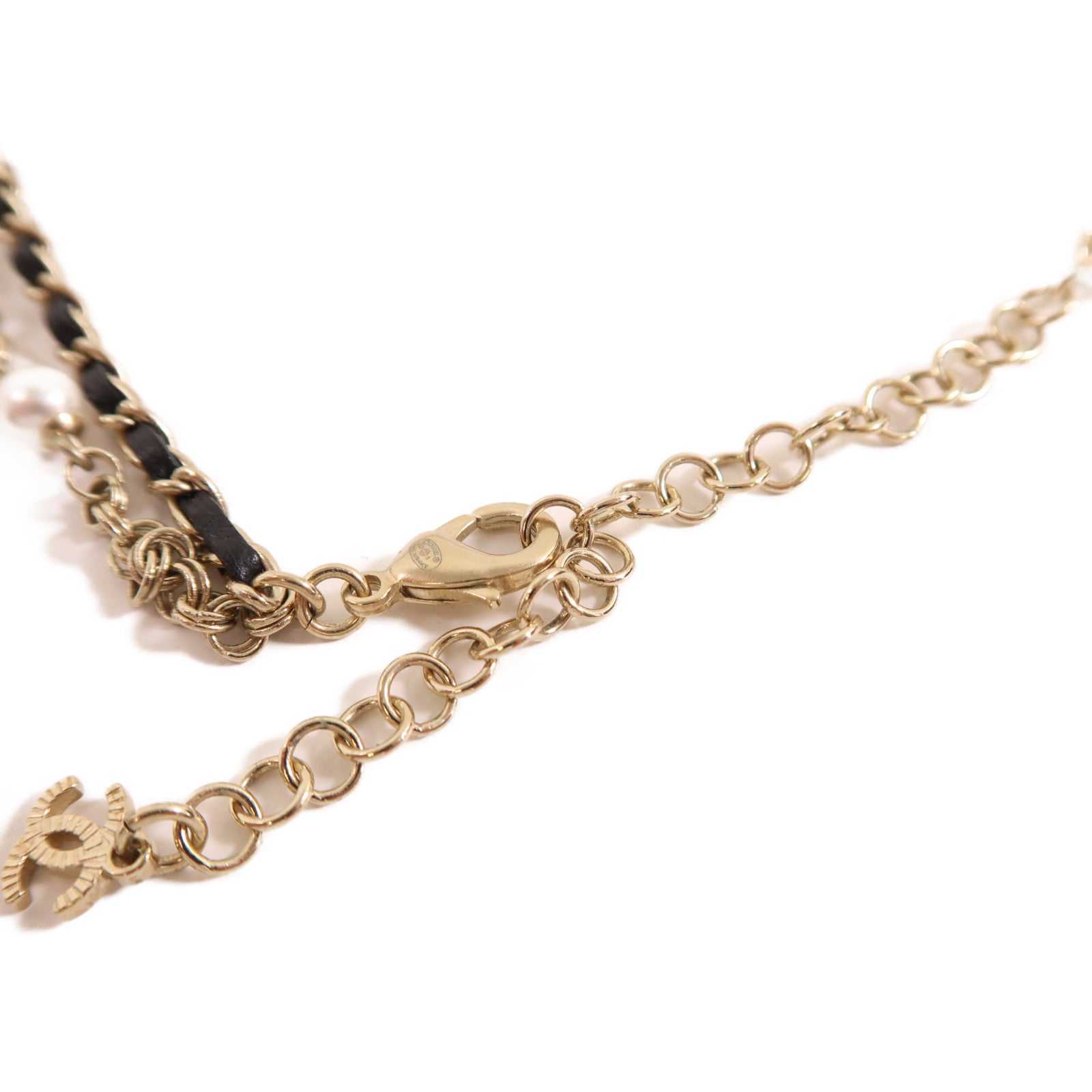 CHANEL 金屬/仿珍珠Necklace金扣項鏈