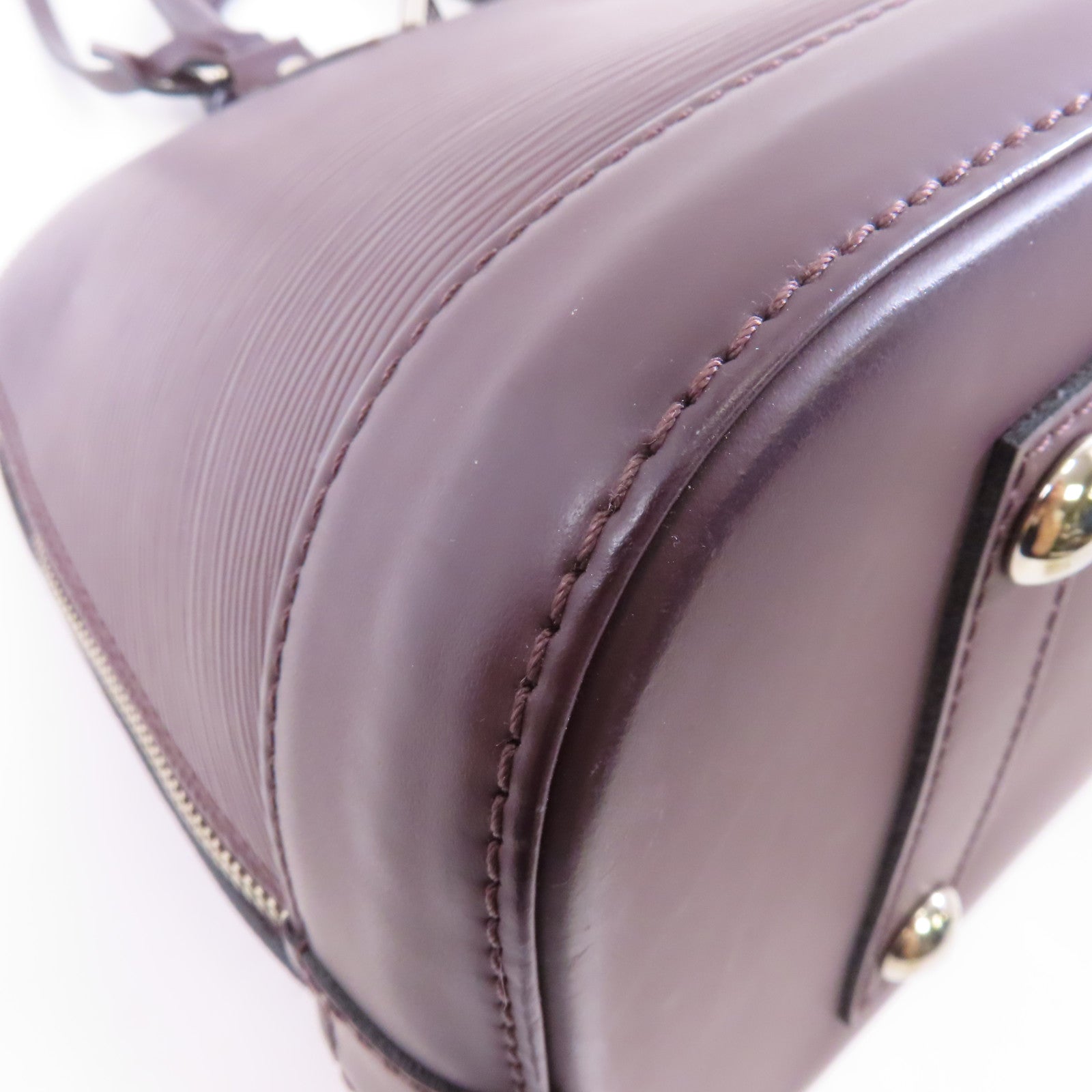 LOUIS VUITTON Epi Alma PM銀扣手挽袋紫色