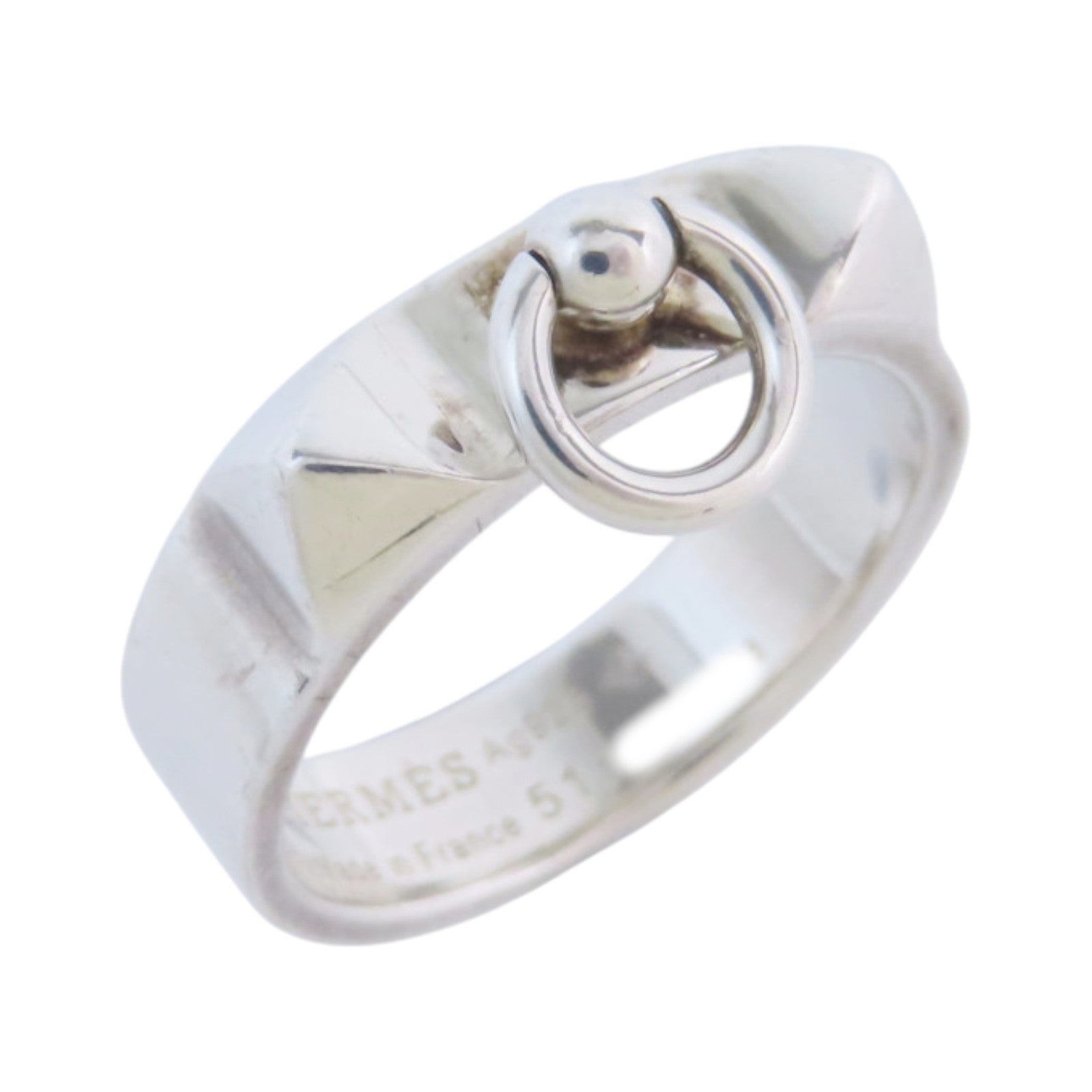 HERMES Collier De Chien Ring 925 Sterling Silver #51 US#5.5