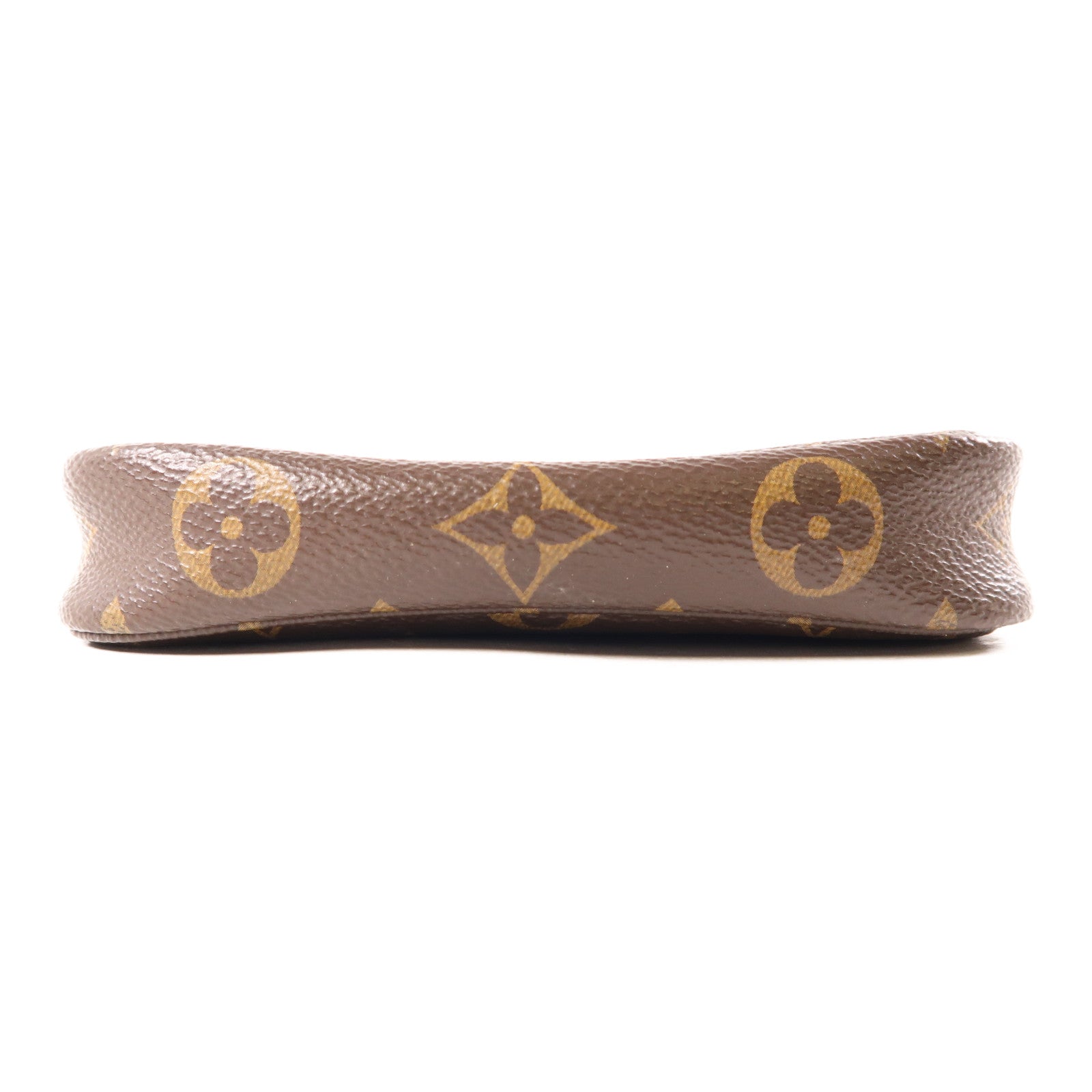 LOUIS VUITTON Monogram Mini Pochette Accessoires金扣手挽袋棕色