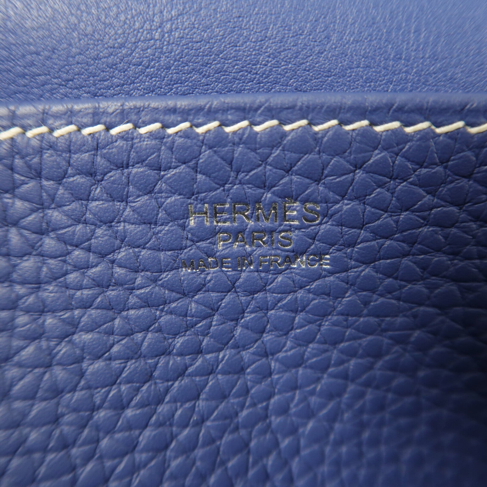 HERMES Clemence皮革Halzan 31銀扣手挽肩背兩用袋Bleu Encre