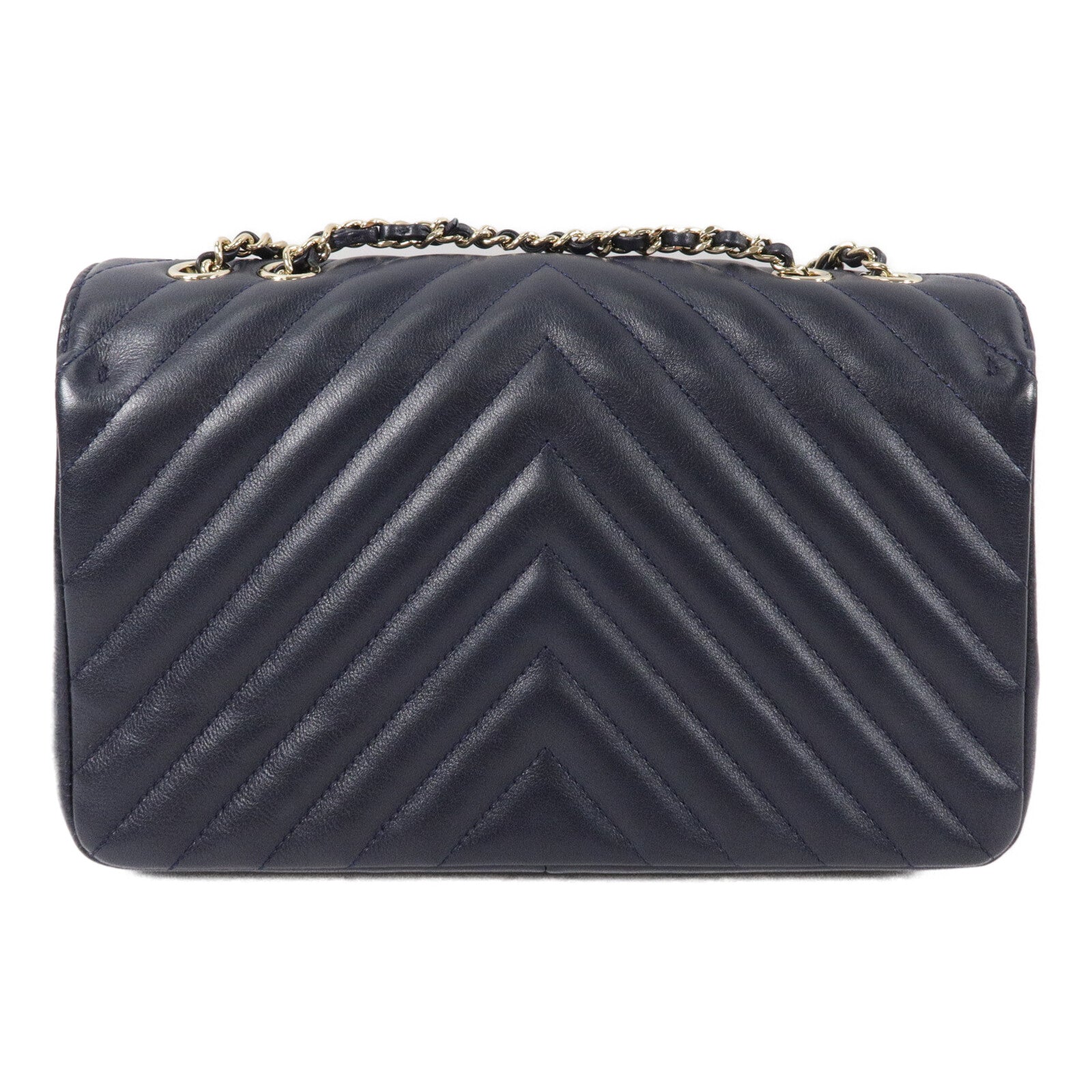 CHANEL 牛皮皮革Chevron Flap Bag鏈帶肩背袋