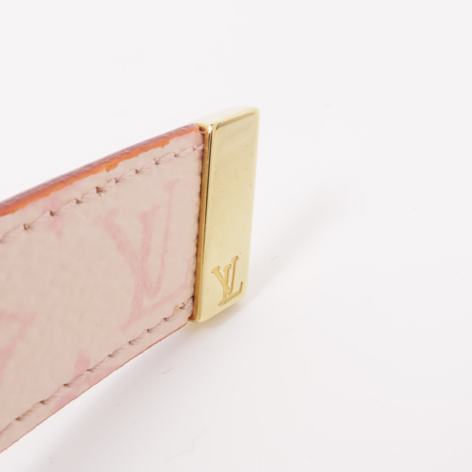 LOUIS VUITTON Monogram/皮革Cherry Blossom Ceinture金扣皮帶