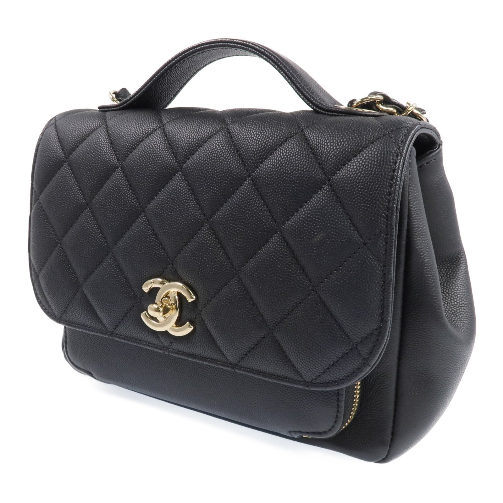 CHANEL 牛皮皮革Business Affinity Medium金扣手挽肩背兩用袋