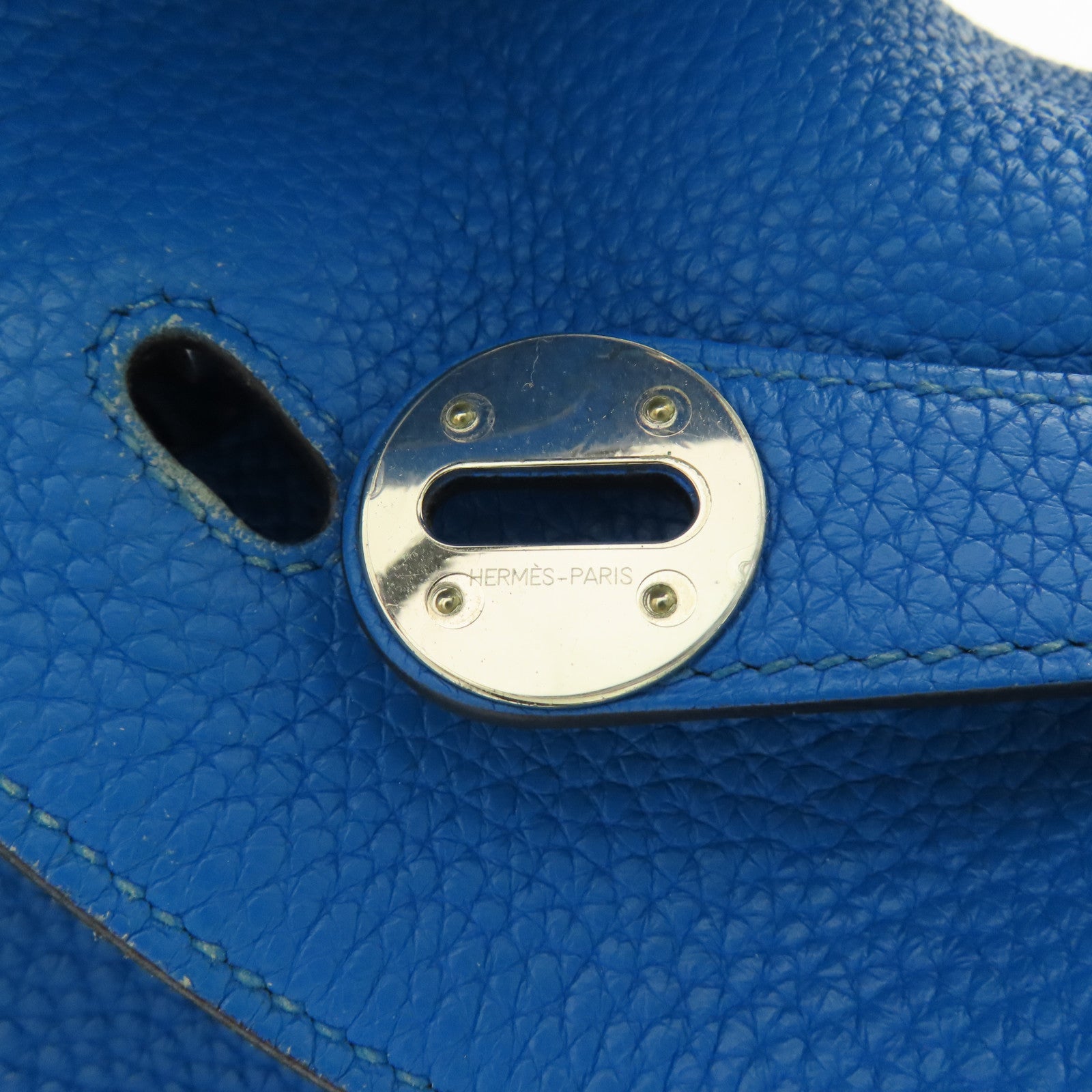 HERMES Clemence皮革Lindy 30銀扣手挽肩背兩用袋B3 Blue Zanzibar