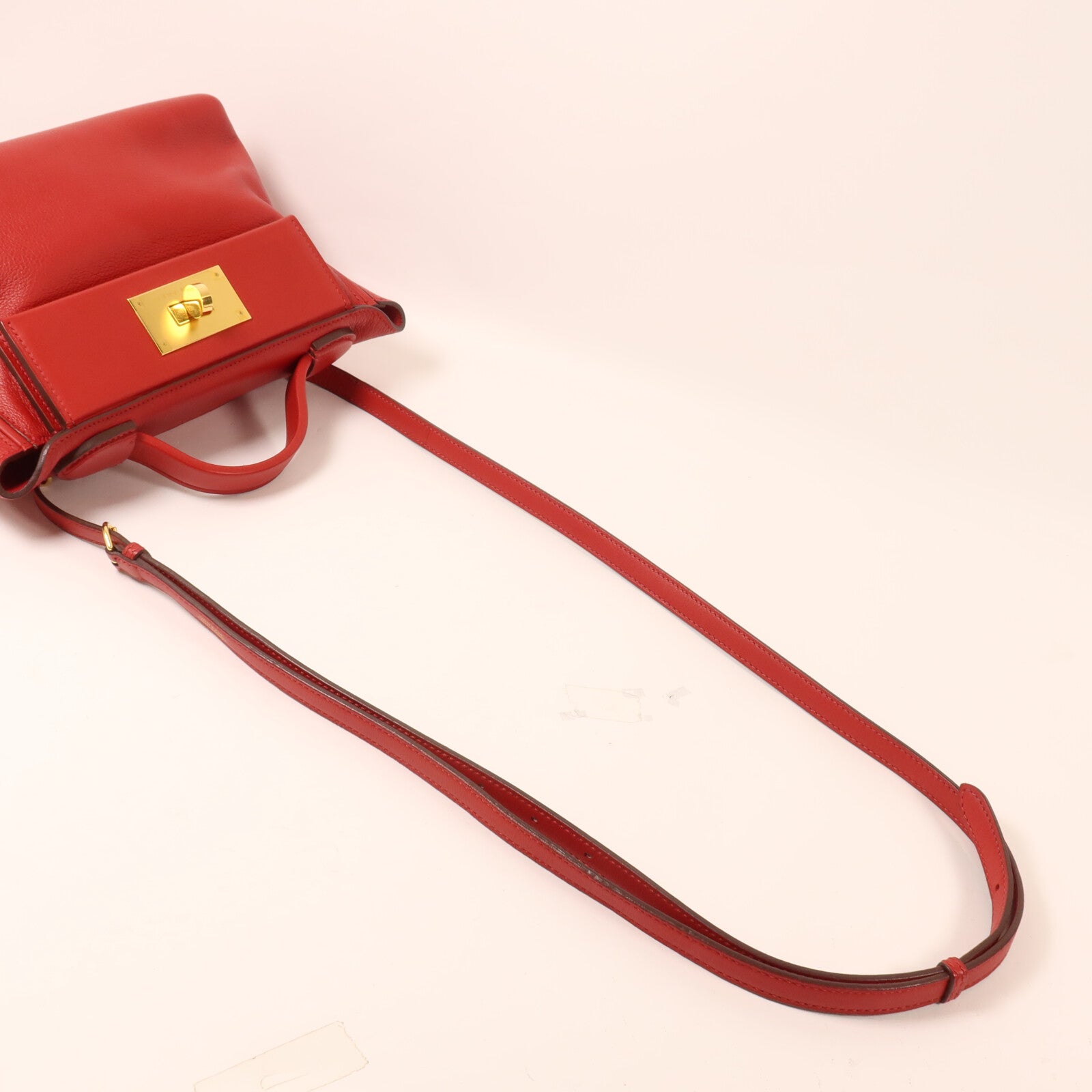 HERMES Swift皮革/Evercolor皮革Mini 24/24手挽肩背兩用袋Rouge Piment