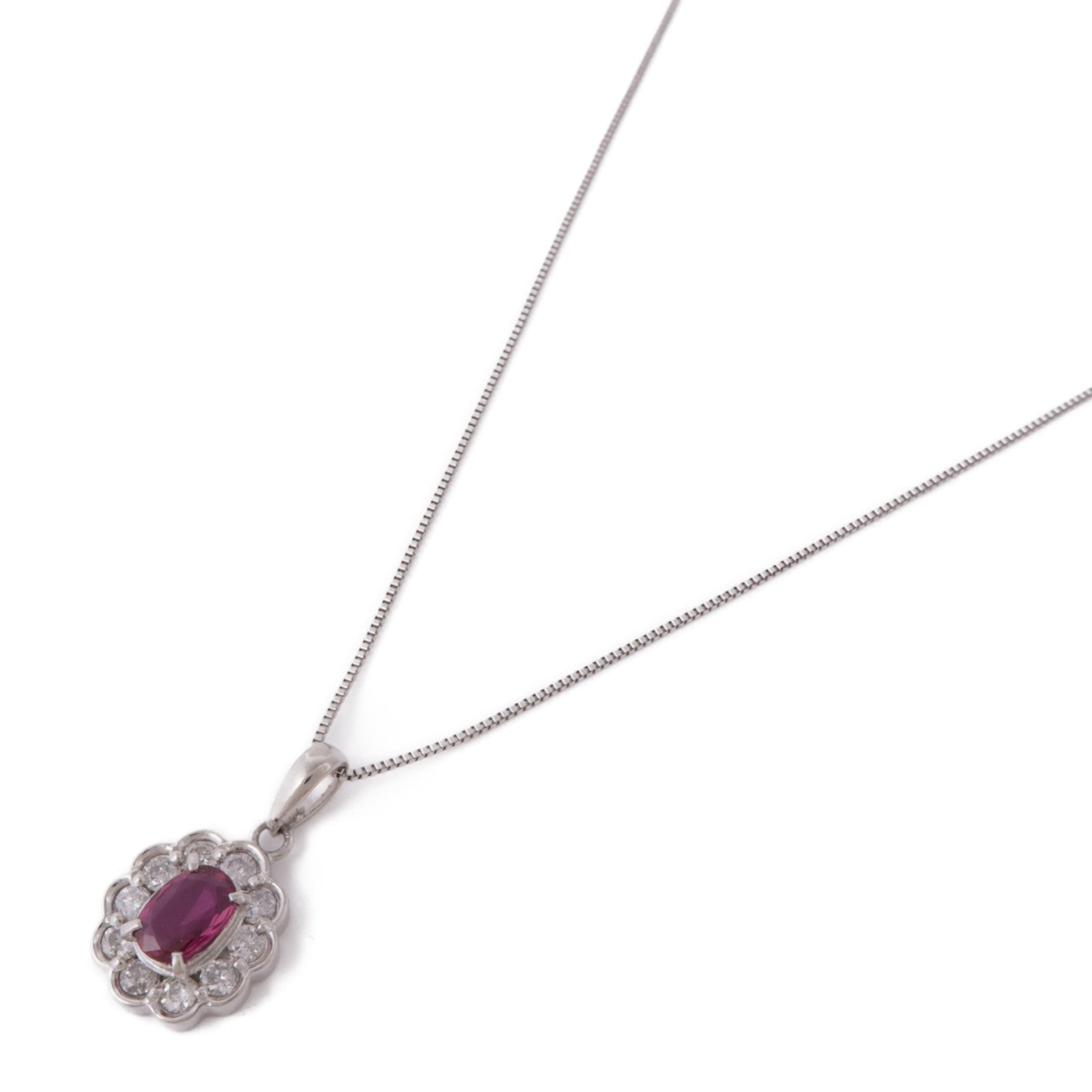 JEWELRY 【激減優惠】PT900/PT850鉑金Ruby/Diamond Necklace紅寶石/鑽石項鍊