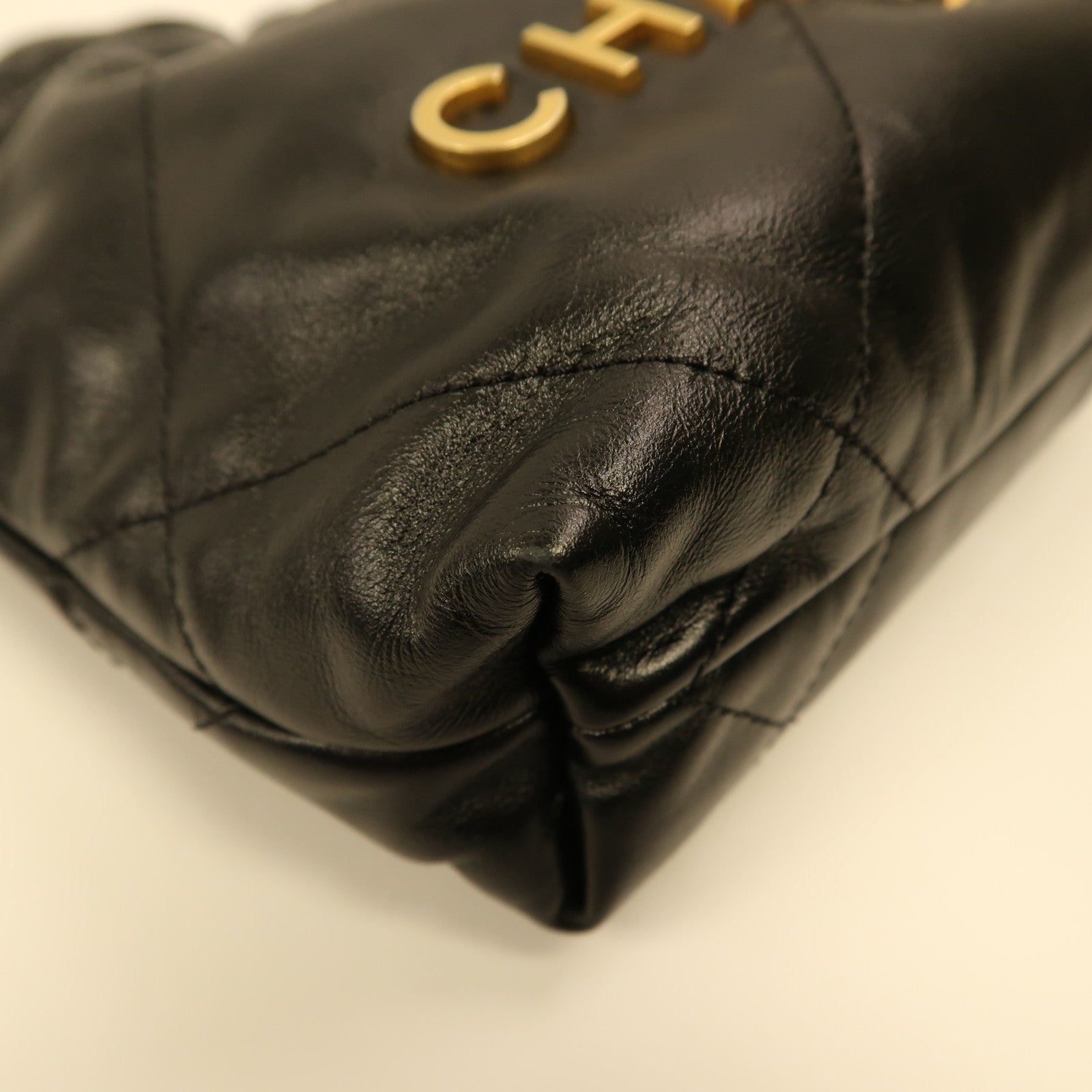 CHANEL CC GHW C22 Mini 2 Way Shoulder Bag Handbag Calfskin Leather Black