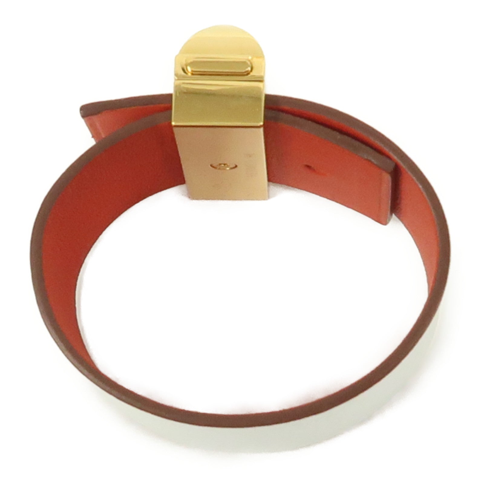 HERMES Epsom皮革Imprevisible Bracelet金扣手鐲白色/紅色
