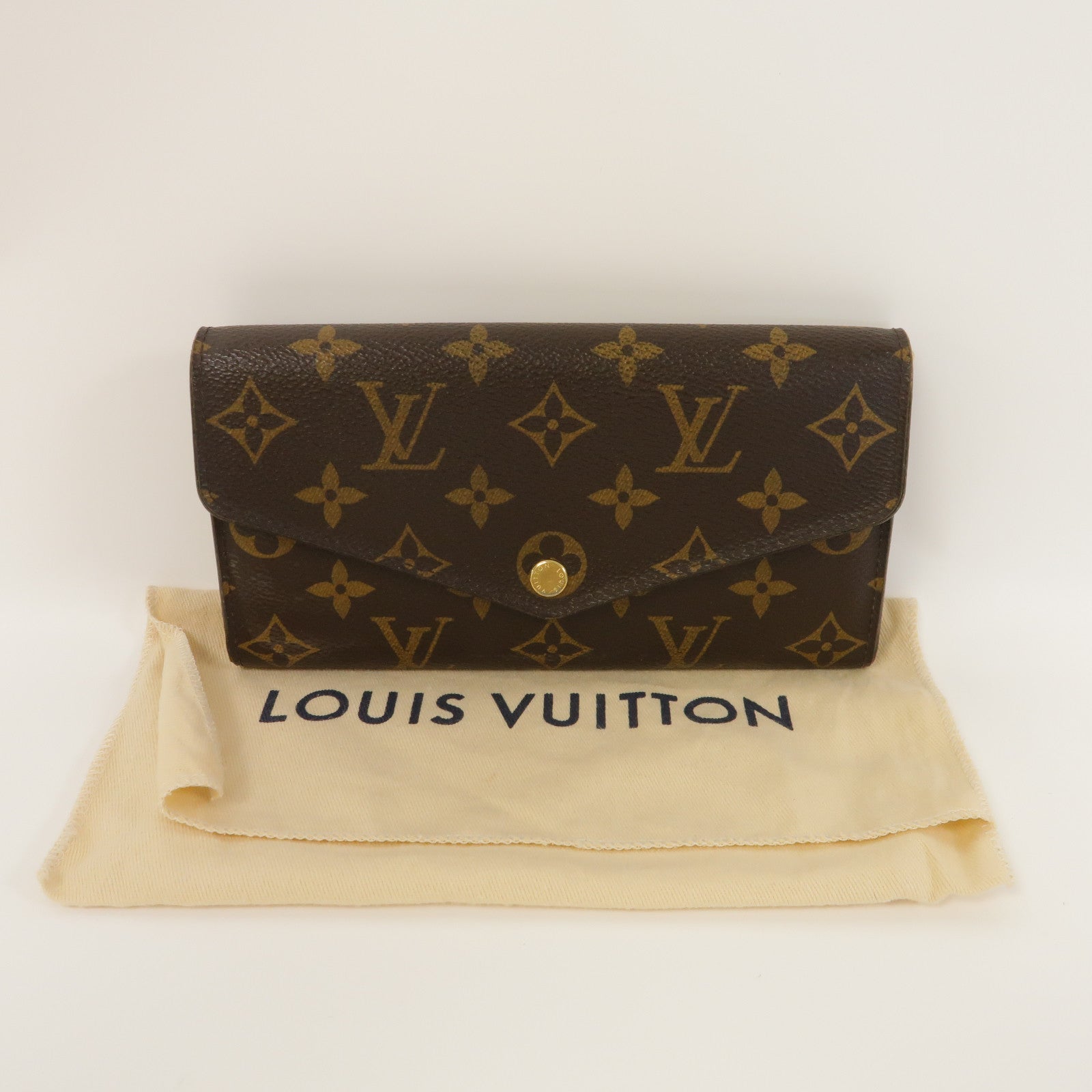 LOUIS VUITTON Monogram Sarah Long Wallet金扣長錢包啡色