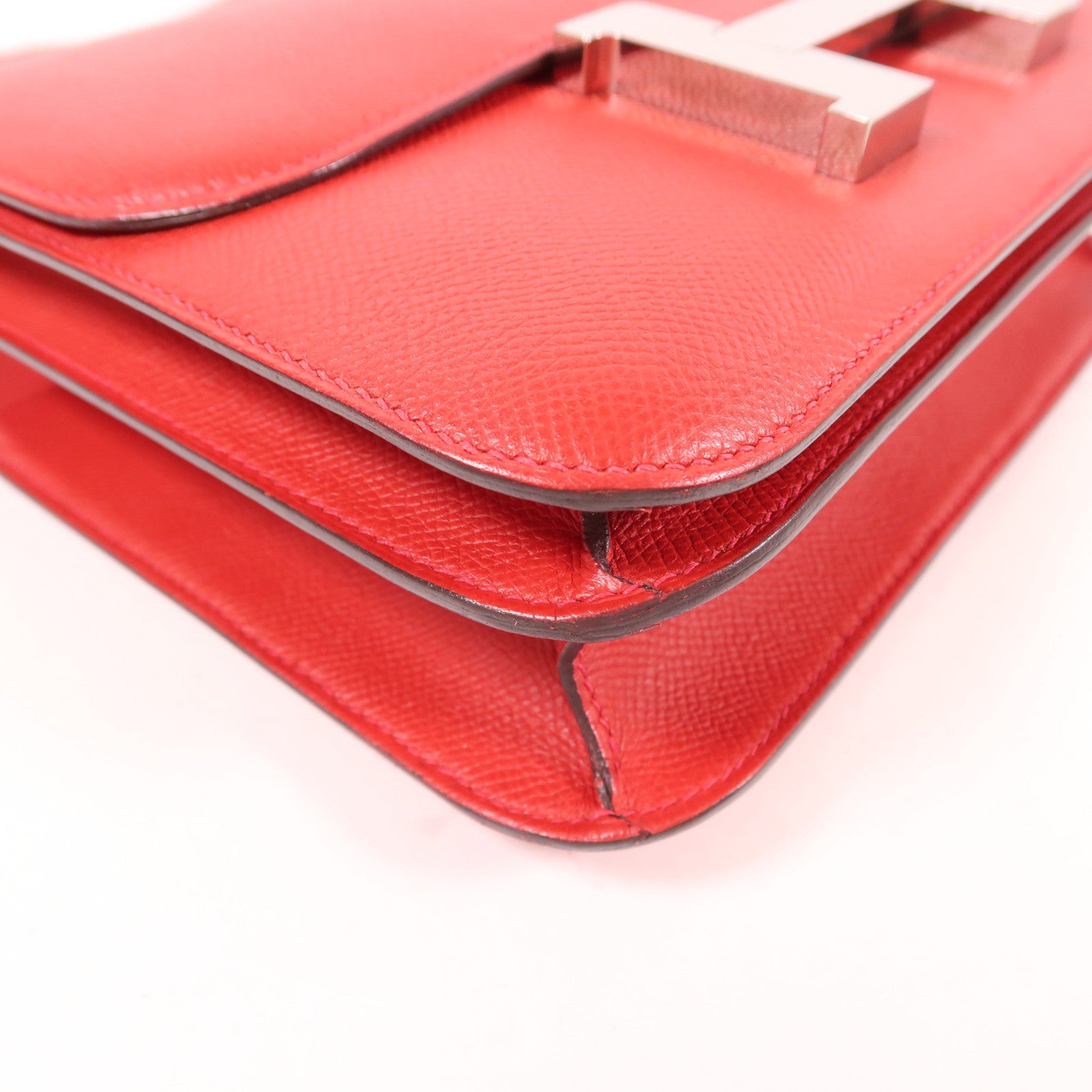 HERMES【激減優惠】 Epsom皮革Constance 24銀扣肩背袋Rouge Casaque