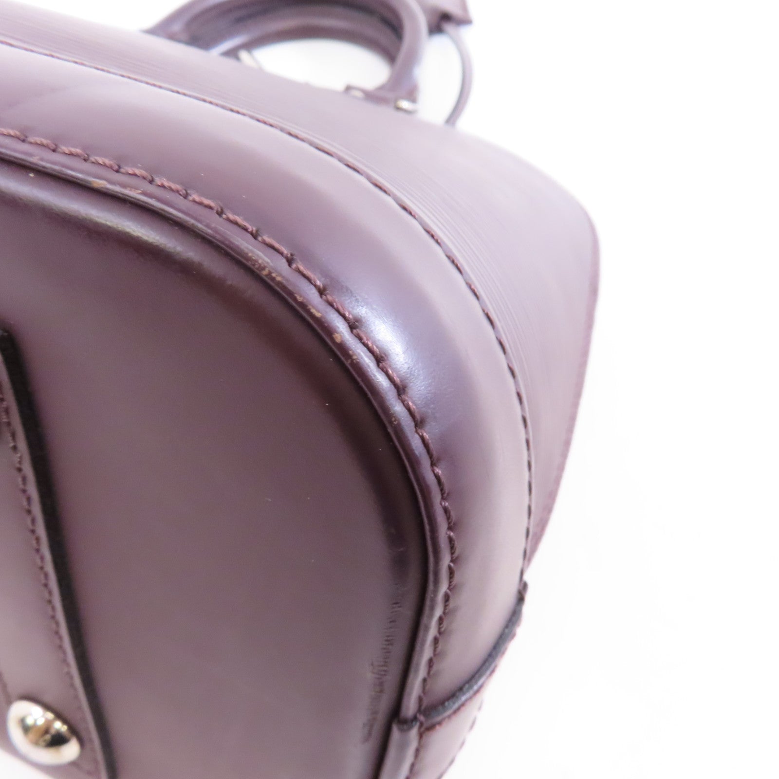 LOUIS VUITTON Epi Alma PM銀扣手挽袋紫色
