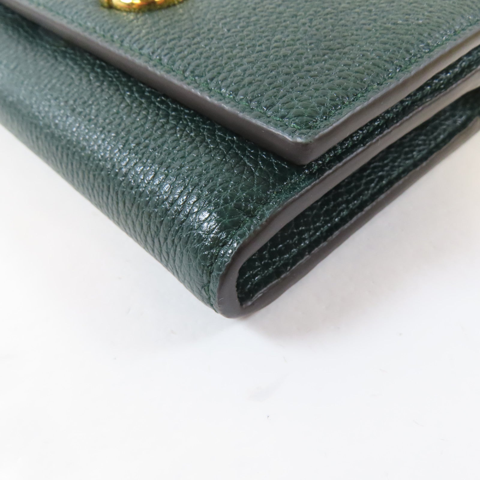 GUCCI 牛皮皮革Zumi Long Wallet金扣銀扣長錢包綠色
