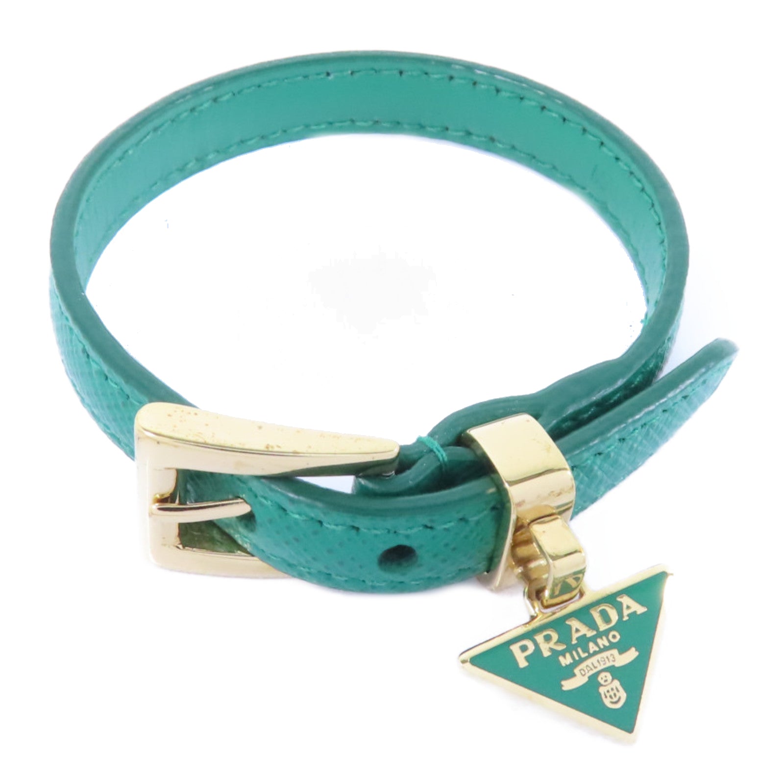 PRADA 牛皮皮革/金屬Bracelet手鏈綠色/金色