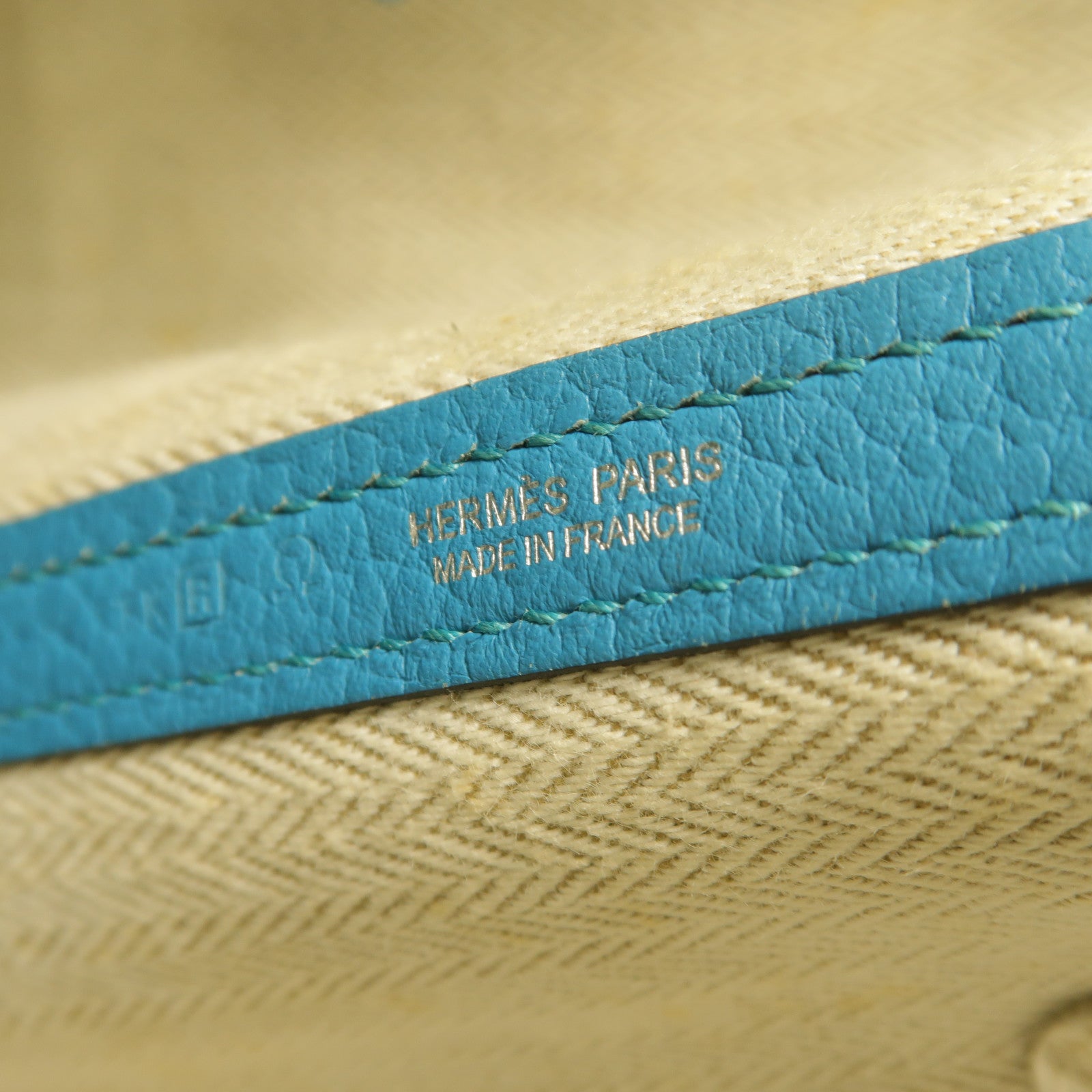HERMES Clemence皮革Garden Party PM手挽袋Turquoise