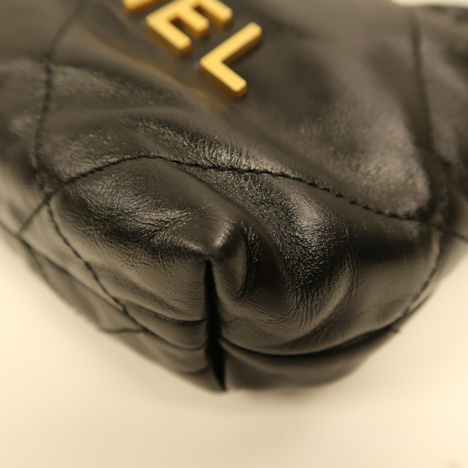 CHANEL CC GHW C22 Mini 2 Way Shoulder Bag Handbag Calfskin Leather Black
