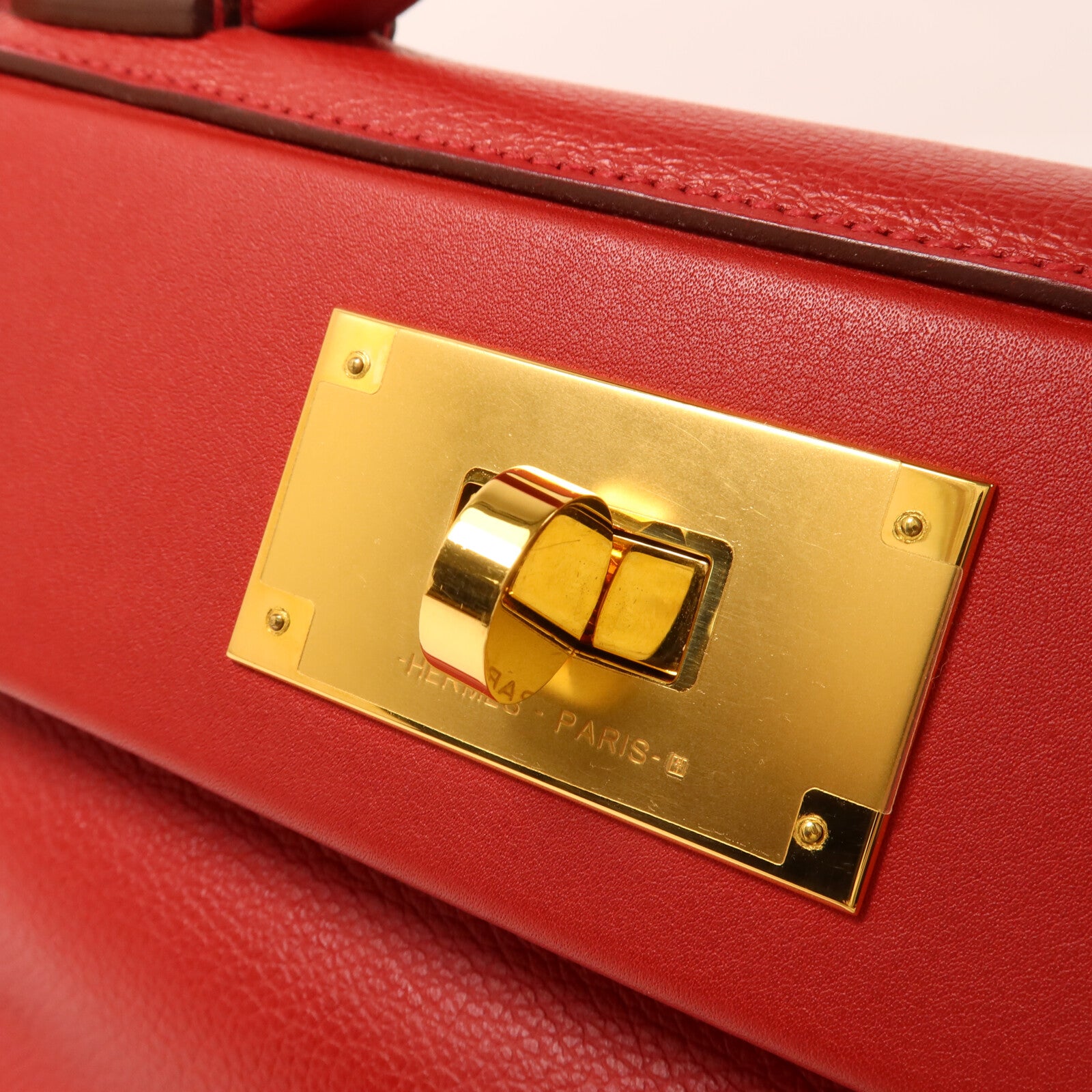 HERMES Swift皮革/Evercolor皮革Mini 24/24手挽肩背兩用袋Rouge Piment