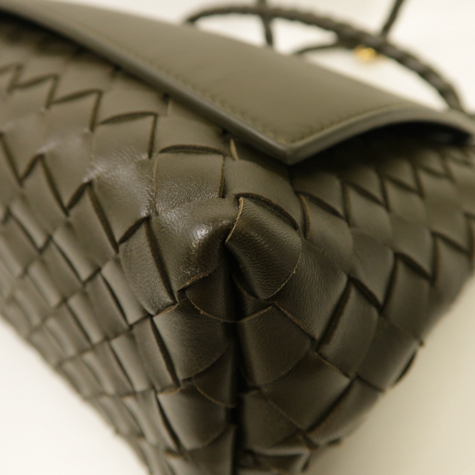 BOTTEGA VENETA 織紋皮革Medium Andiamo金扣手挽肩背兩用袋啡色