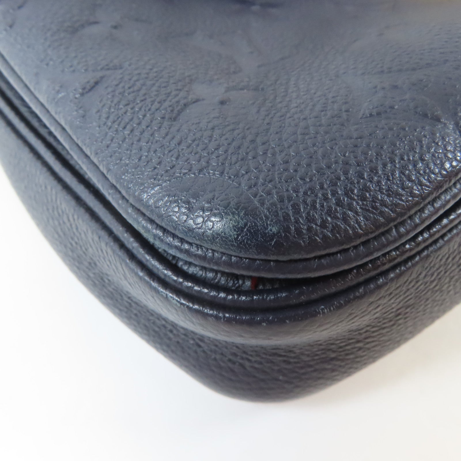 LOUIS VUITTON Monogram Empreinte Metis MM金扣手挽肩背兩用袋深藍色/紅色